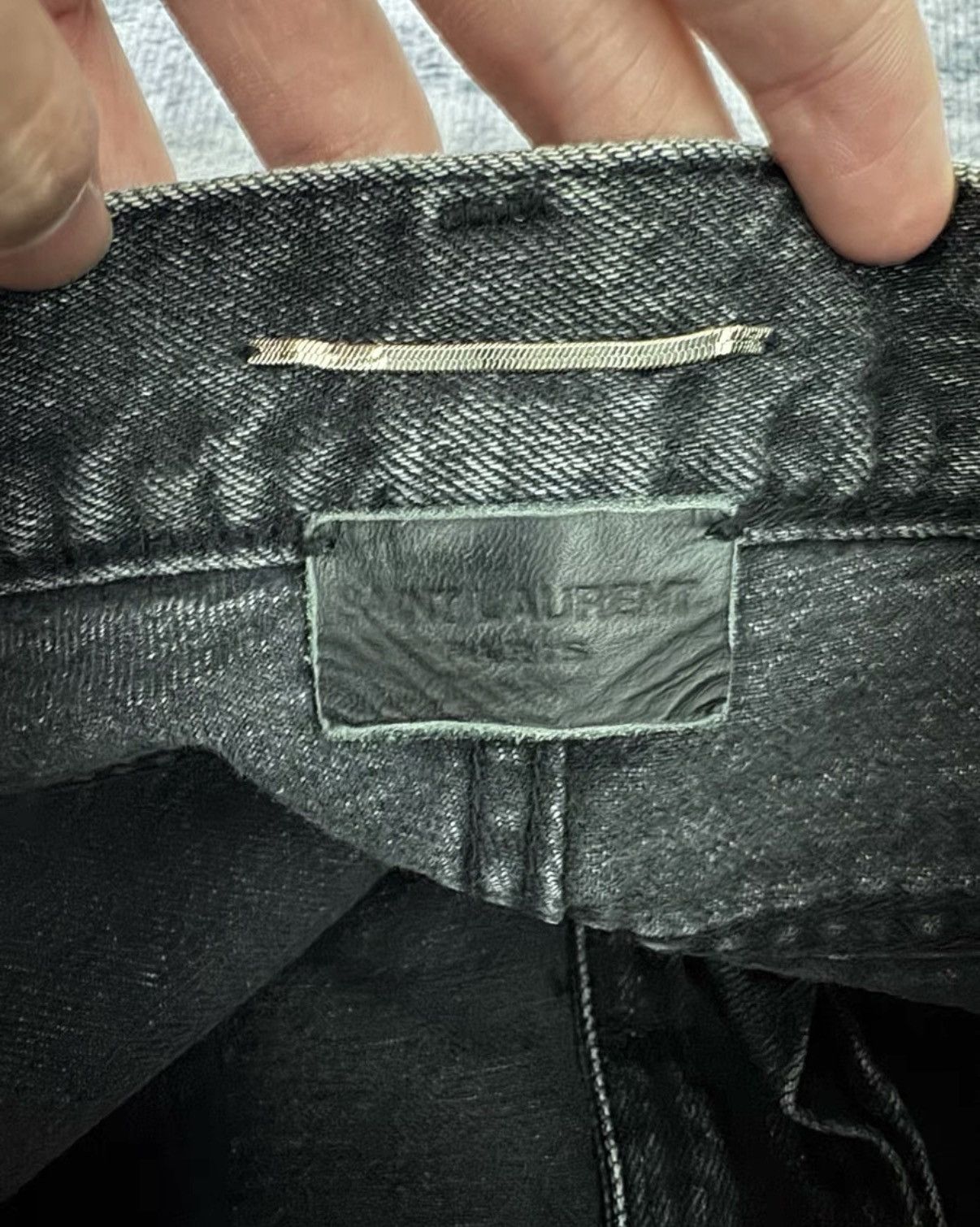 Saint Laurent Paris Saint Laurent 17FW"Cat Paw"Black/Gray Frayed Hem Denim Jeans Size US 28 / EU 44 - 5 Thumbnail