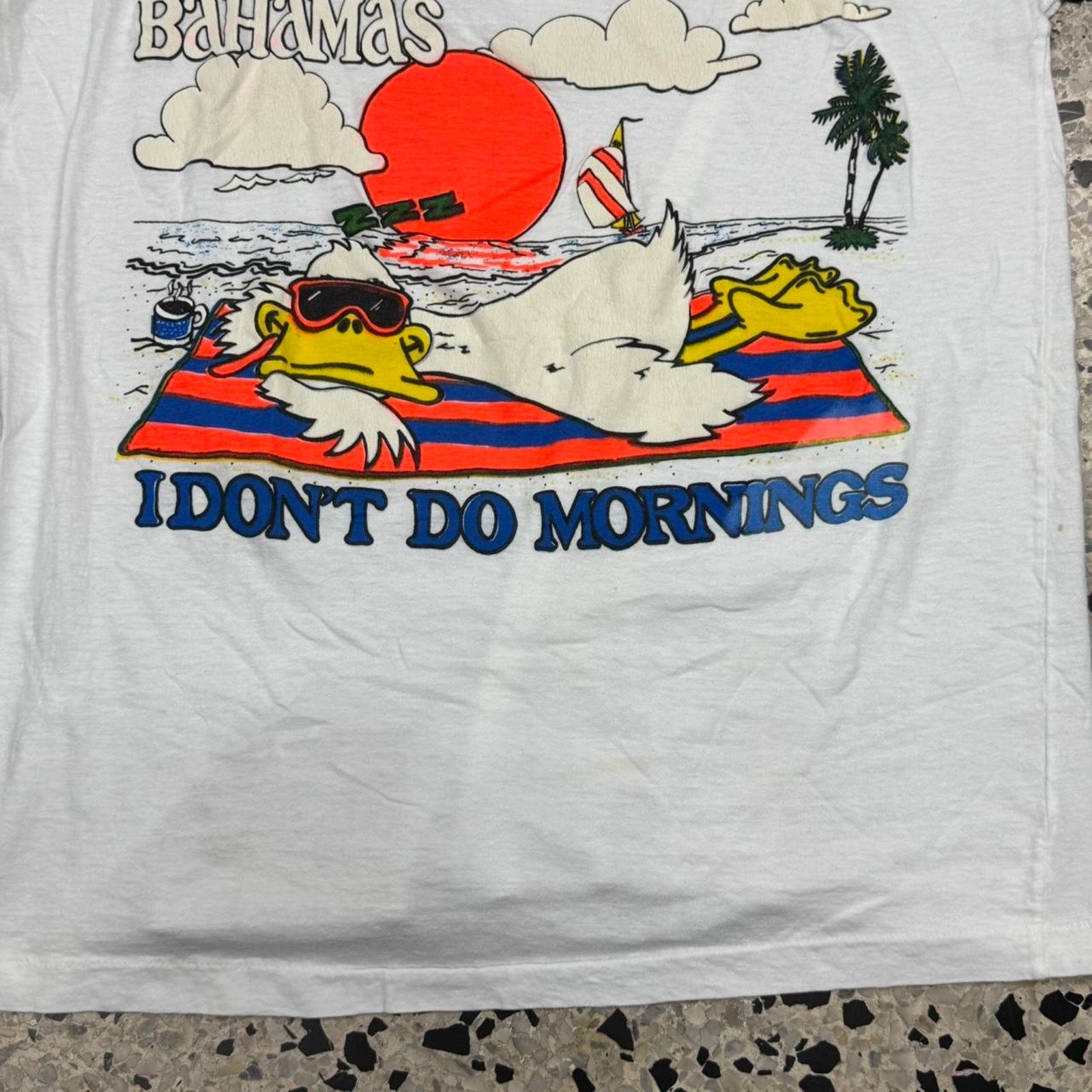 Hanes × Vintage VINTAGE 90S SINGLE STITCH DUCK DON’T DO MORNINGS BAHAMAS TEE Size US XL / EU 56 / 4 - 3 Thumbnail