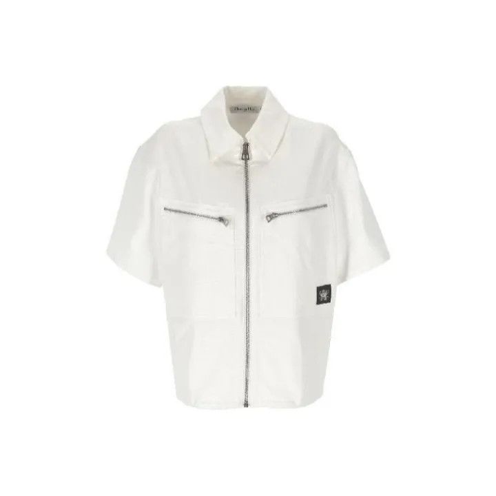 Dior Dior White Casual Zip Collar Shirt 0079 Size M / US 6-8 / IT 42-44 - 1 Thumbnail