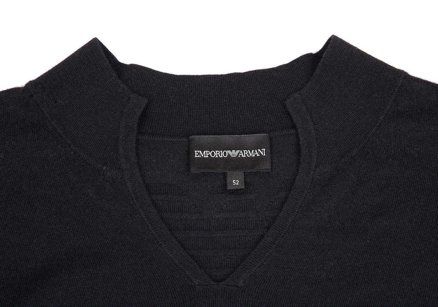 Emporio Armani Back Eagle Slit Neck Knit in Black Size 52 Size US L / EU 52-54 / 3 - 2 Thumbnail