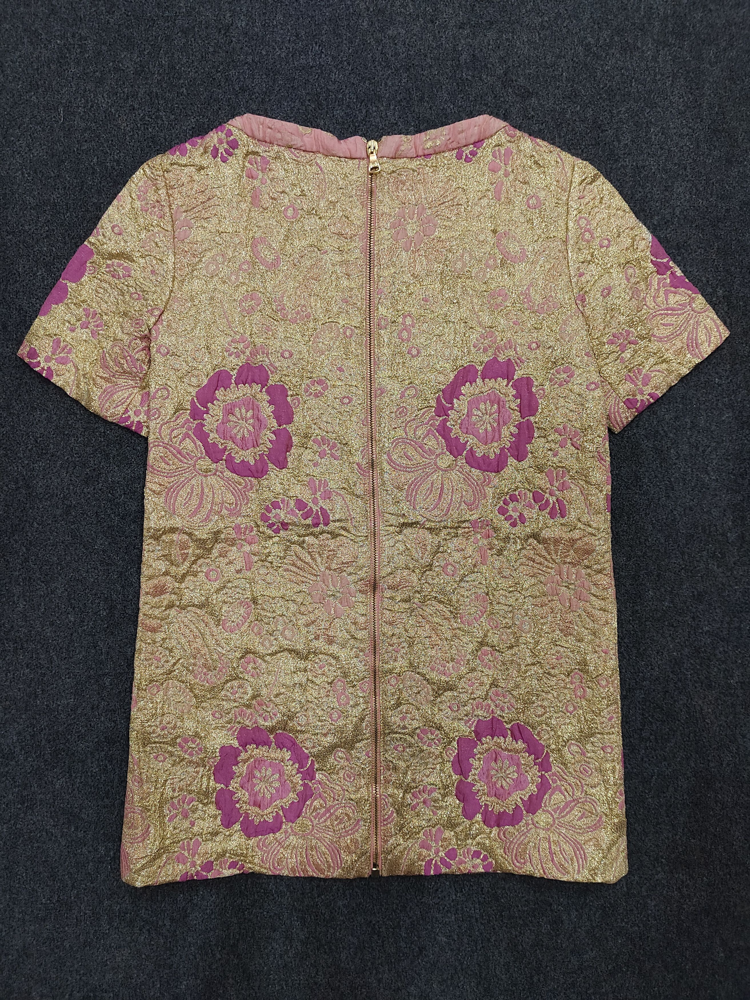 Dolce & Gabbana 00s D&G- Gold Metallic Floral Brocade Textured Jacquard Top Size S / US 4 / IT 40 - 8 Thumbnail