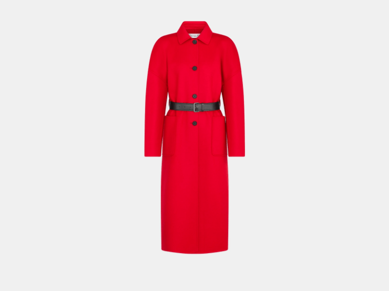 Dior o1w1db10326 510M46 Long Belted Coat in Red Size M / US 6-8 / IT 42-44 - 1 Thumbnail