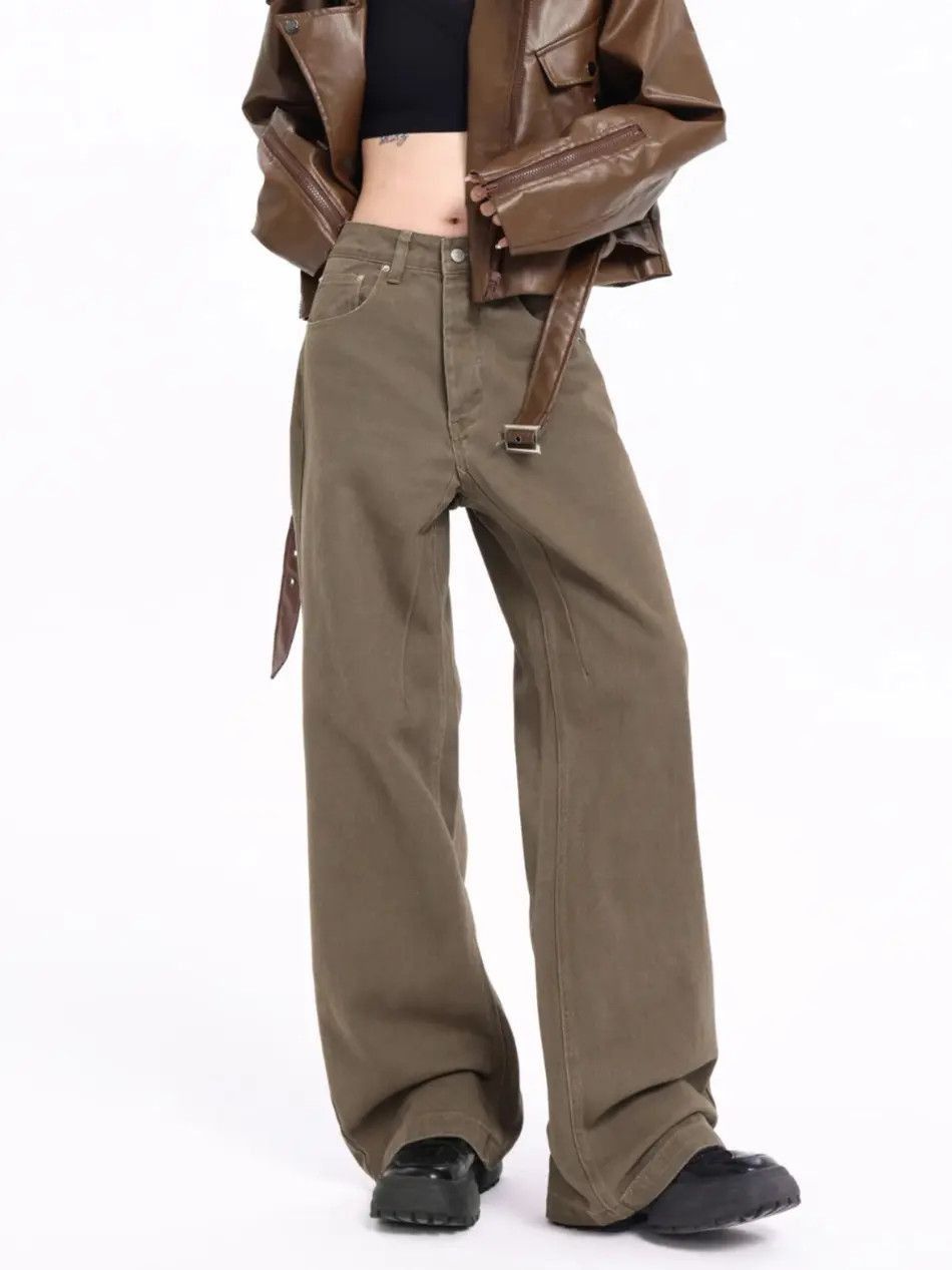 Japanese Brand Retro brown straight leg solid color jeans Size US 32 / EU 48 - 5 Thumbnail