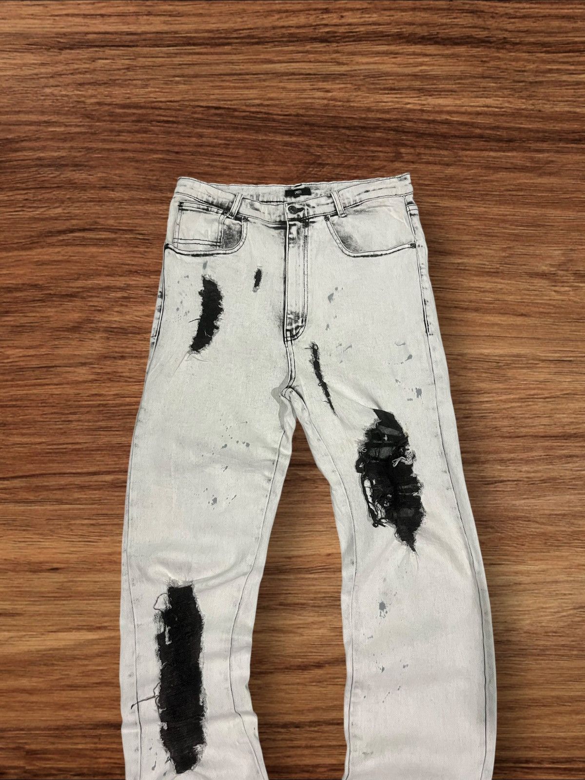 Other Japanese Brand New Flow Distressed Painted Flare Jeans Size US 30 / EU 46 - 3 Thumbnail