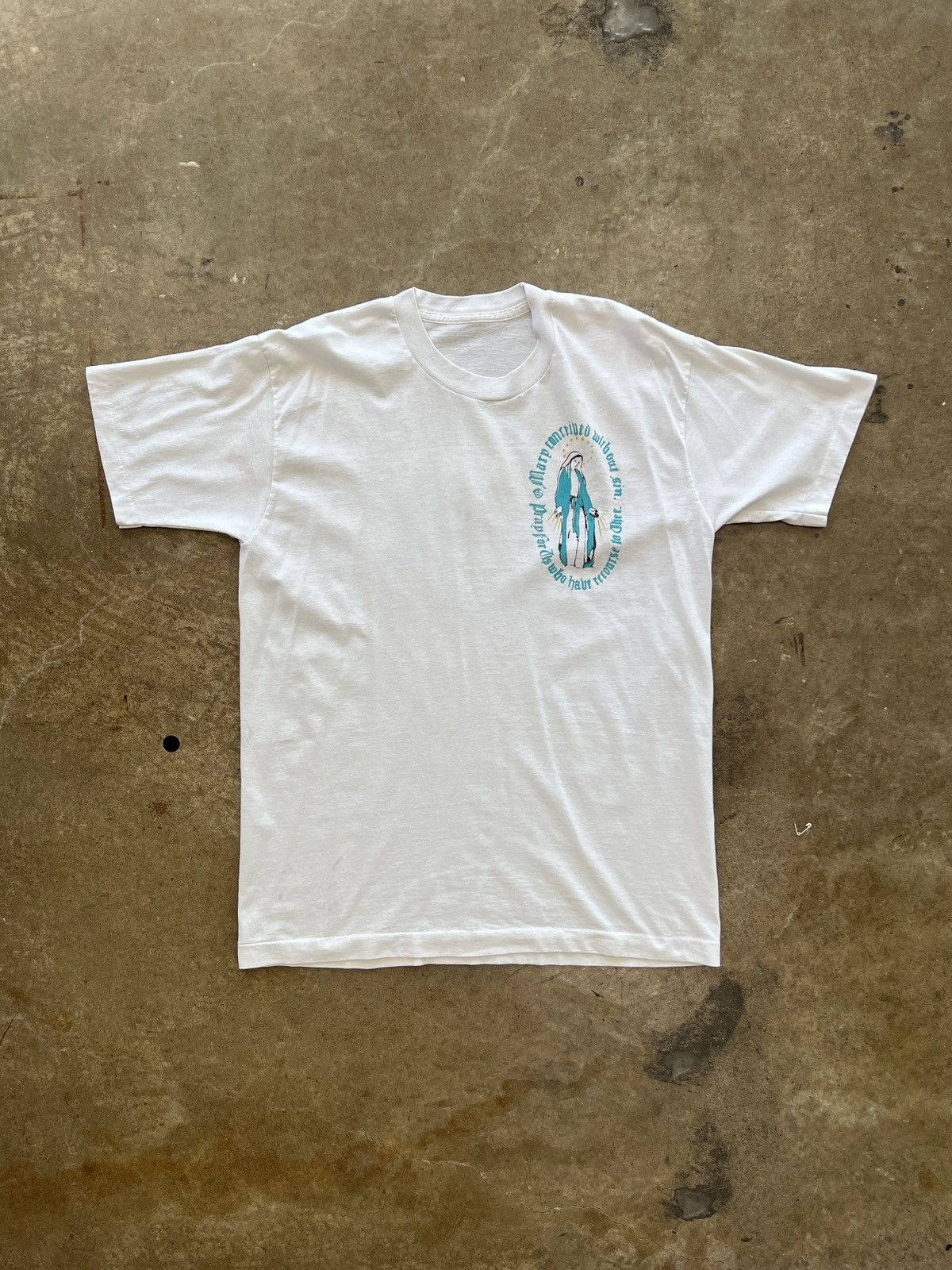 Vintage Vintage 90s 1991 Religious Virgin Mary Church Tee Large Size US L / EU 52-54 / 3 - 5 Thumbnail