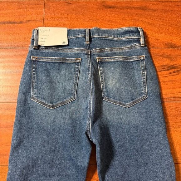 Loft LOFT The Kick Crop High Rise Blue Flare Jeans Sz 28 Size 28" / US 6 / IT 42 - 2 Thumbnail