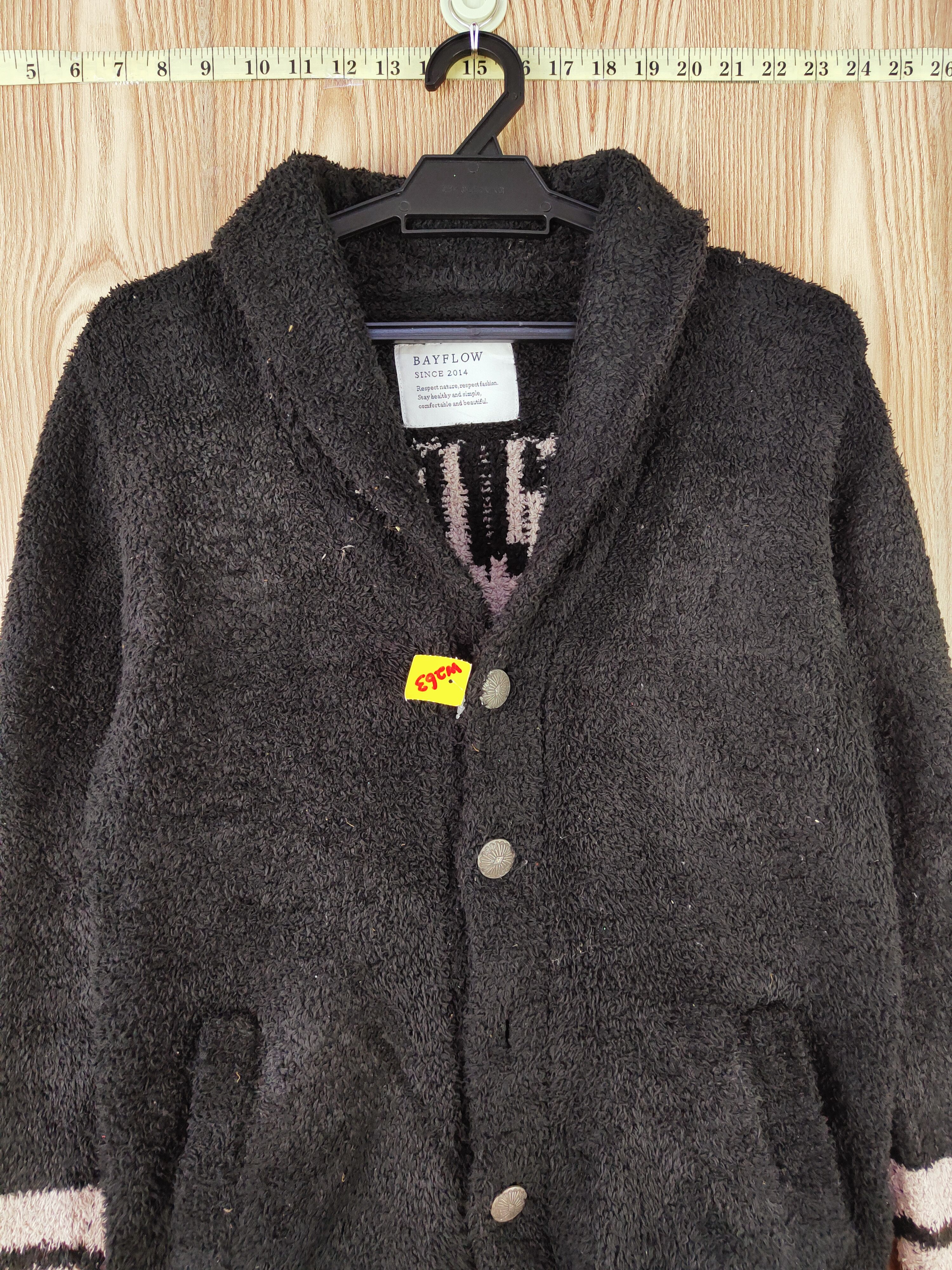 Japanese Brand Bayflow slow rise Black fleece Knitwear Cardigan #W263 Size M / US 6-8 / IT 42-44 - 2 Thumbnail