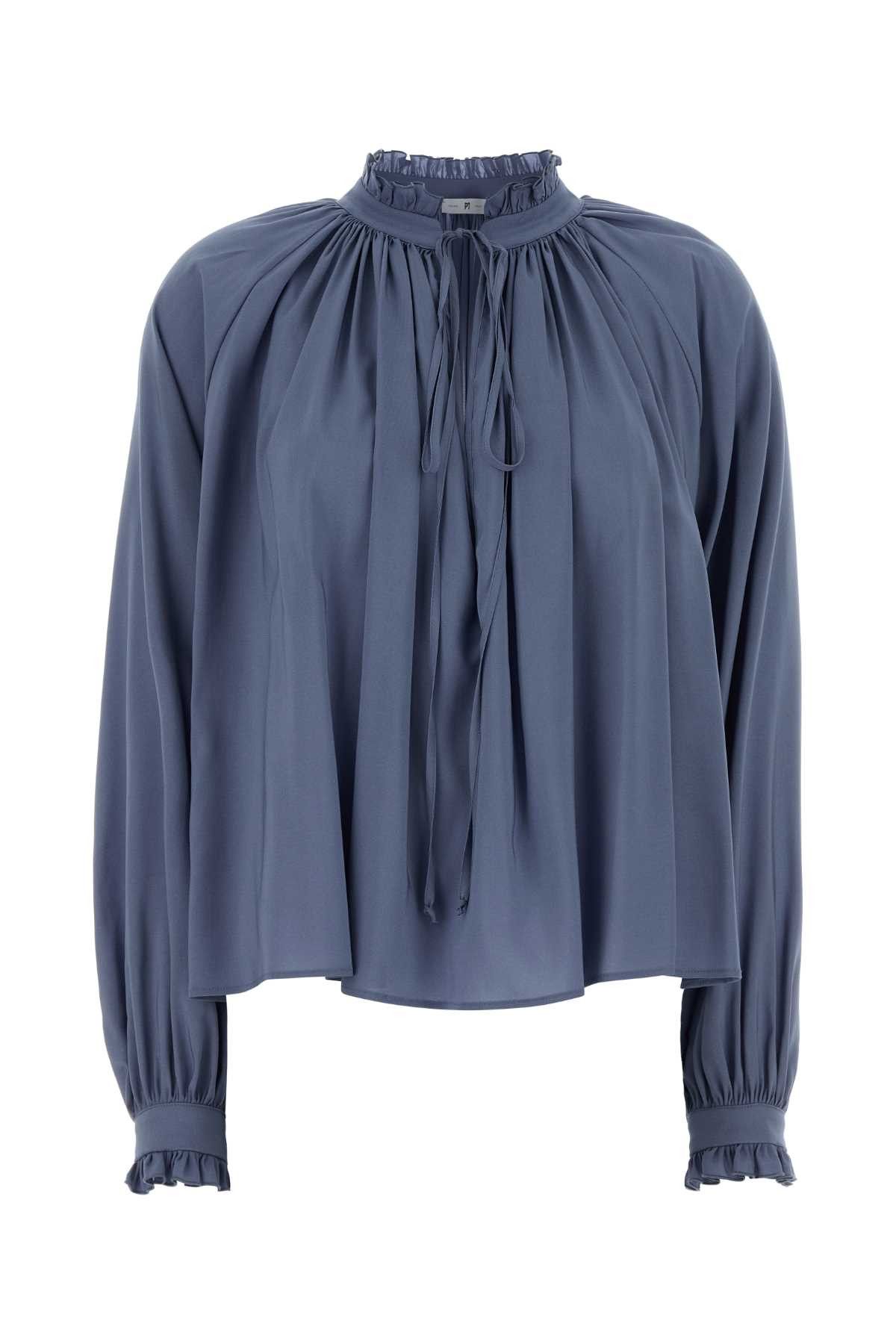 PT Torino Air Force Blue Stretch Jersey Blouse Size XS / US 0-2 / IT 36-38 - 1 Thumbnail