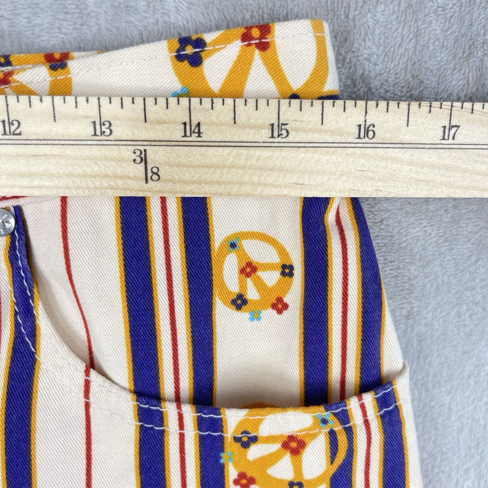 Other Rare Vtg 90s Chipie French Designer Flare Pants Peace Sign Size US 30 / EU 46 - 15 Thumbnail