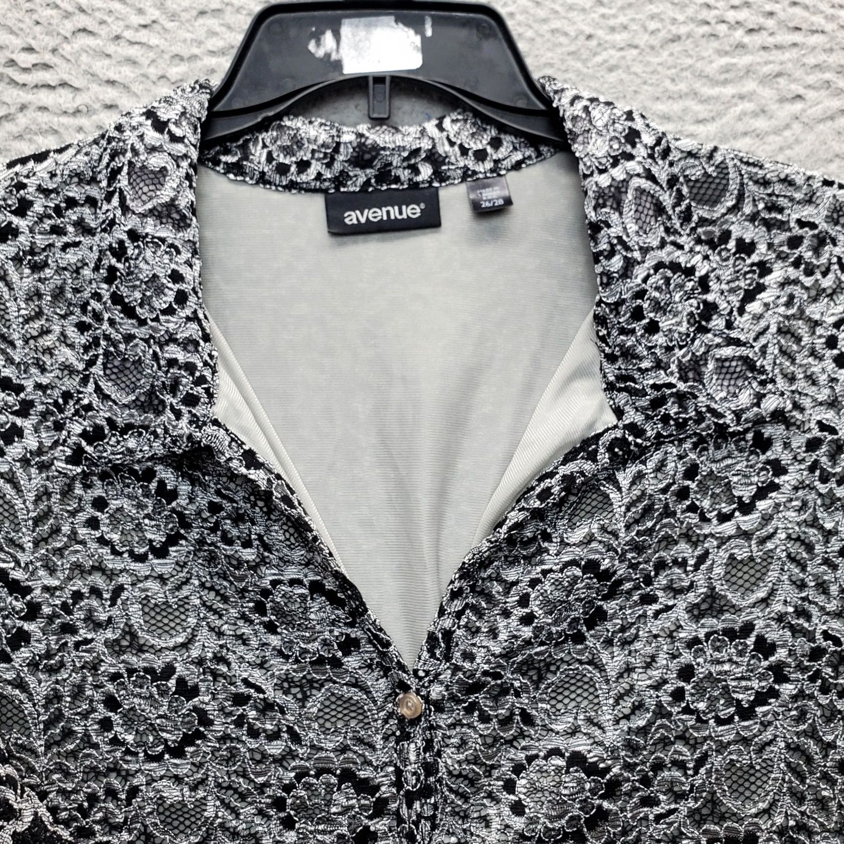 Avenue Avenue Shirt Womens 26/28 Multicolor Floral Lace Lined 3/4 Sleeve Button-Up Size 4XL / US 24-26 - 5 Thumbnail