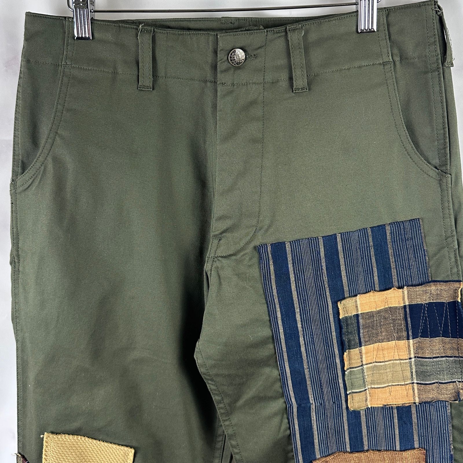 Kiriko Made Green Officer Patchwork Chino Pants Size US 30 / EU 46 - 4 Thumbnail