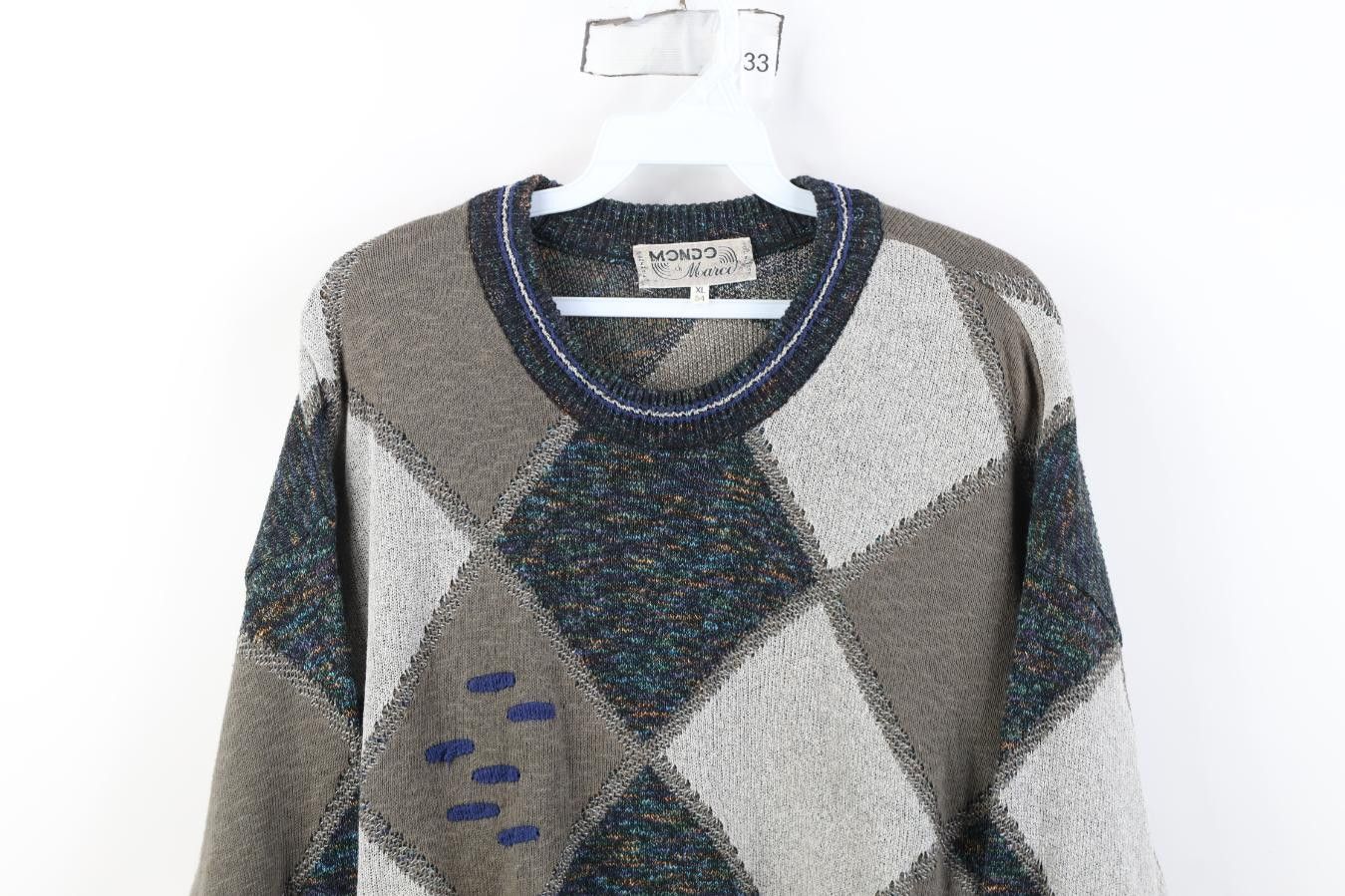 Vintage Vintage 90s Coogi Style Rainbow Fleck Diamond Knit Sweater Size US XL / EU 56 / 4 - 2 Thumbnail