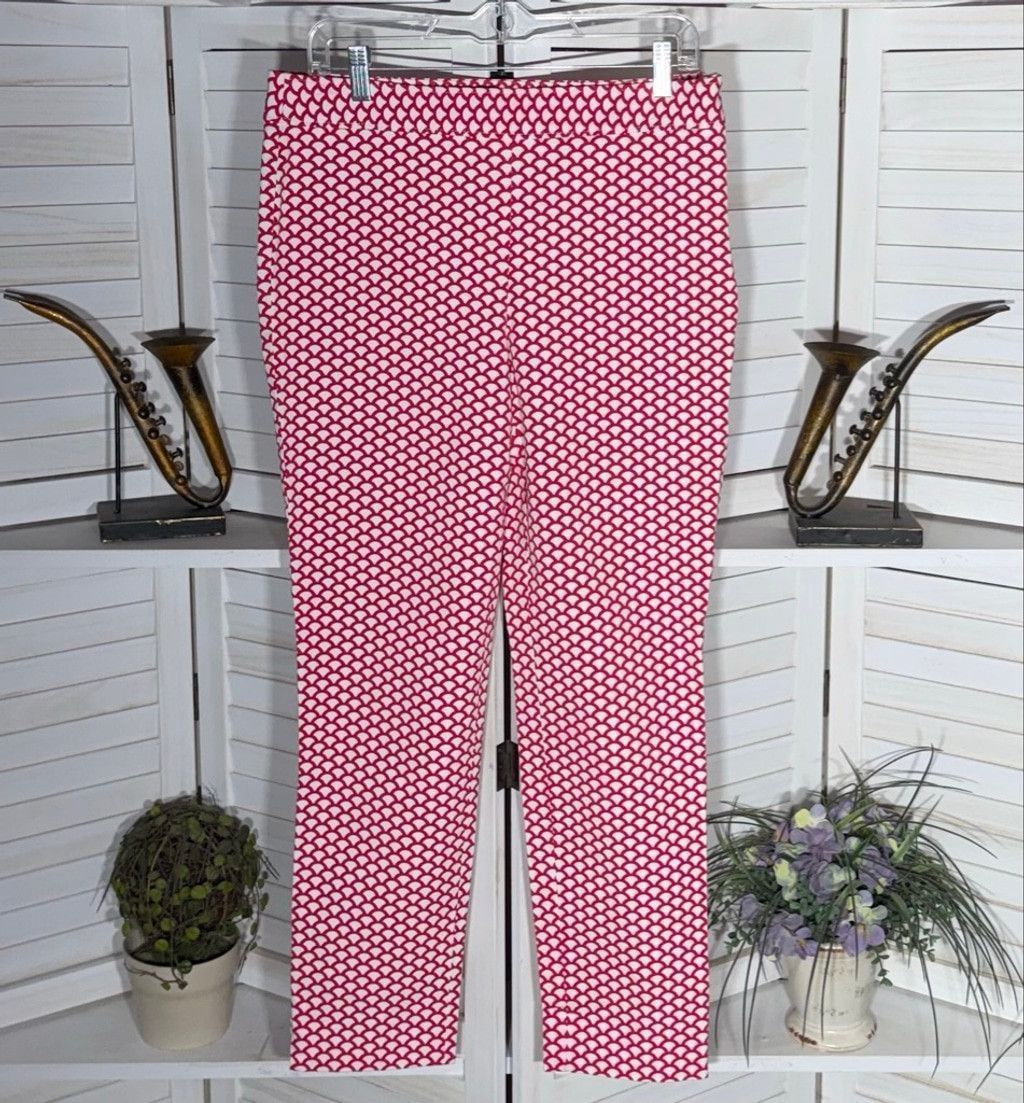 Talbots Talbots seashells pants read white pattern tapered 8 Size 30" / US 8 / IT 44 - 1 Thumbnail