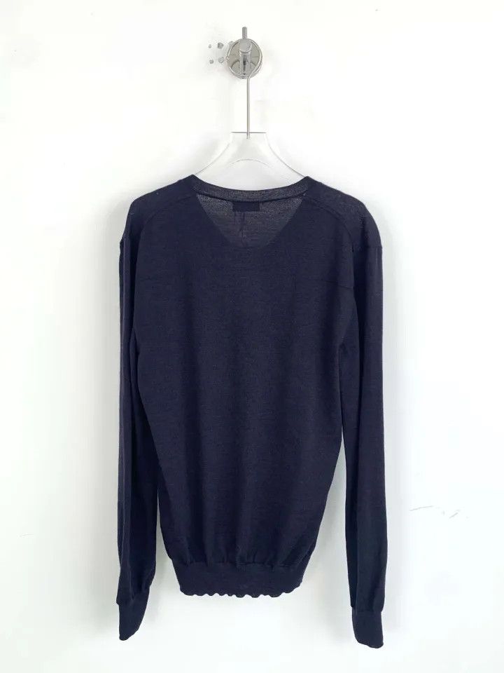 Prada Prada Men's V-Neck Knitted Sweater in Deep Blue Size US M / EU 48-50 / 2 - 2 Thumbnail