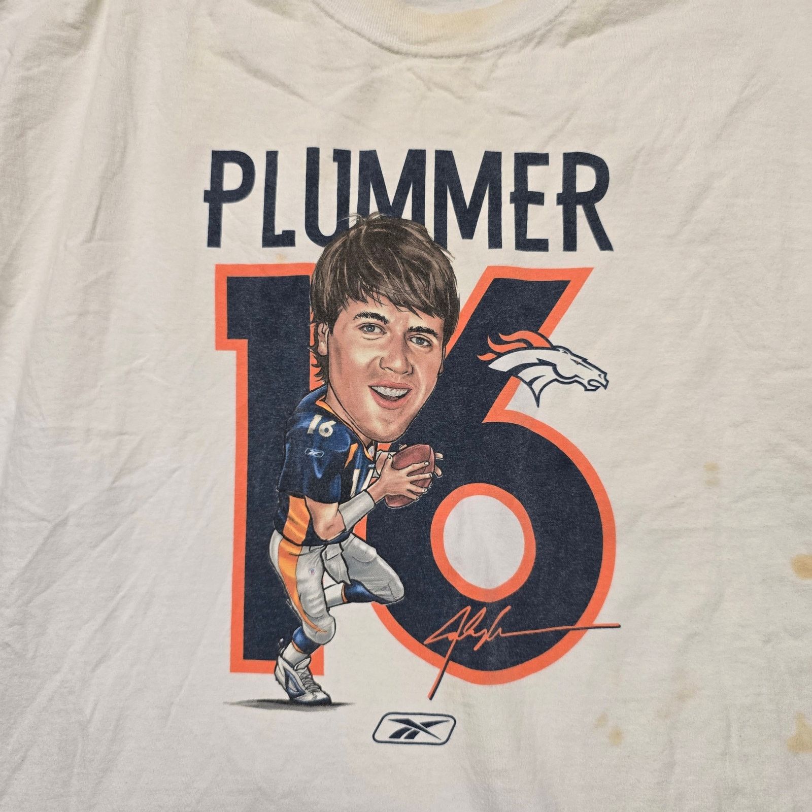 Reebok × Vintage Vintage Jake Plummer Denver Broncos White 2Xl NFL Tee 2005 Size US XXL / EU 58 / 5 - 2 Thumbnail