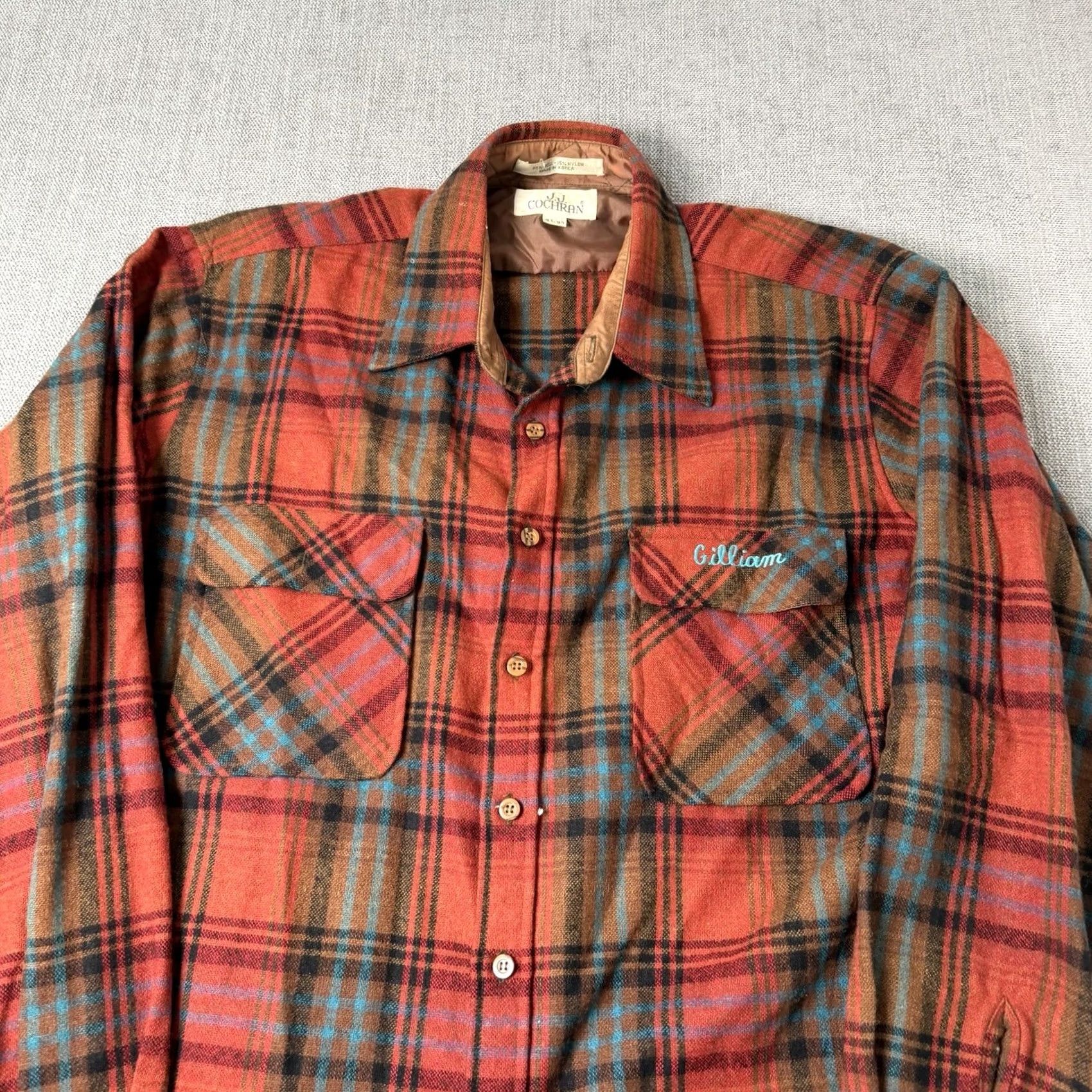 Vintage VINTAGE JJ COCHRAN Shirt Mens L Flannel Red Tartan Plaid 1980s Wool Size US L / EU 52-54 / 3 - 4 Thumbnail