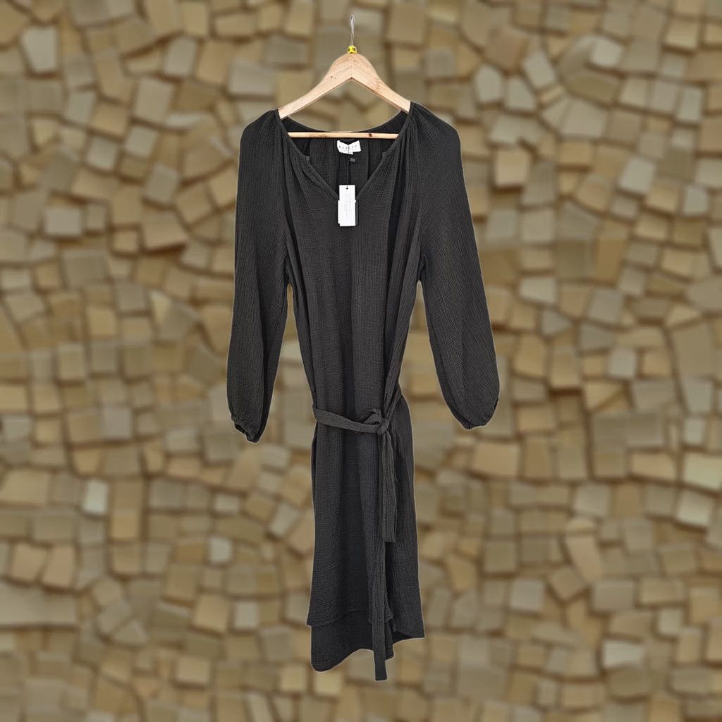 Velvet Velvet by Graham & Spencer Womens Dress Khaki Green XS 3/4 Sleeve A-Line Knee Length 100% Cotton Belted Pockets V-Neck Size XS / US 0-2 / IT 36-38 - 1 Thumbnail