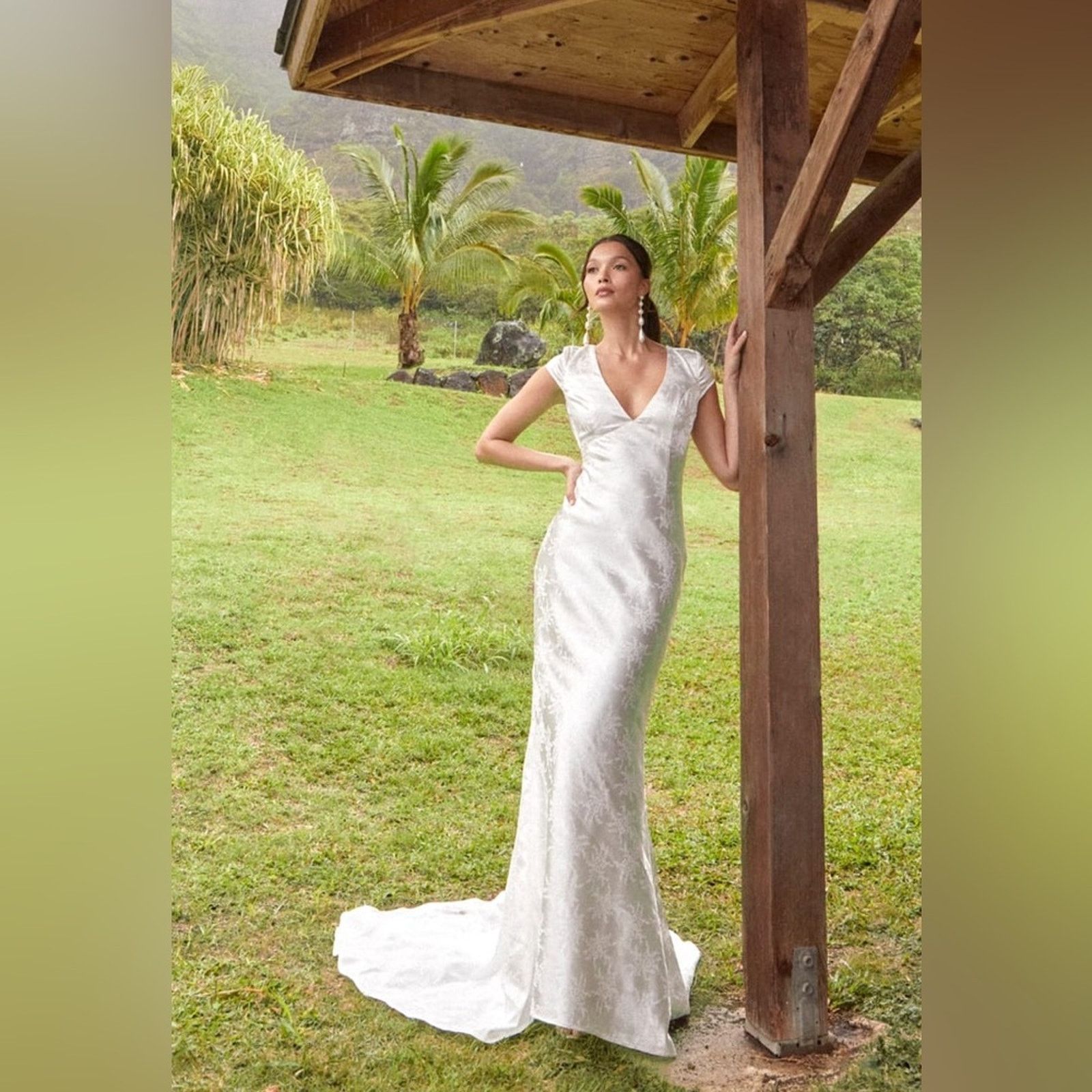 Loveliest Dream Satin Jacquard Backless Mermaid Maxi Dress S
