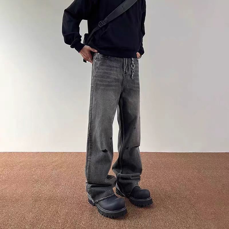Japanese Brand × Vintage Washed Black Ripped Loose Hip Hop Jeans Size US 32 / EU 48 - 2 Thumbnail