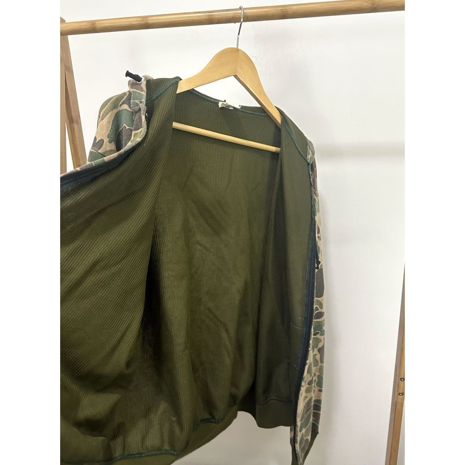 Vintage VTG 80s Faded Frog Camouflage Hunting Thin Worn Zip Hoodie Sweatshirt XL Mens ACe Sportswear Size US XL / EU 56 / 4 - 6 Thumbnail