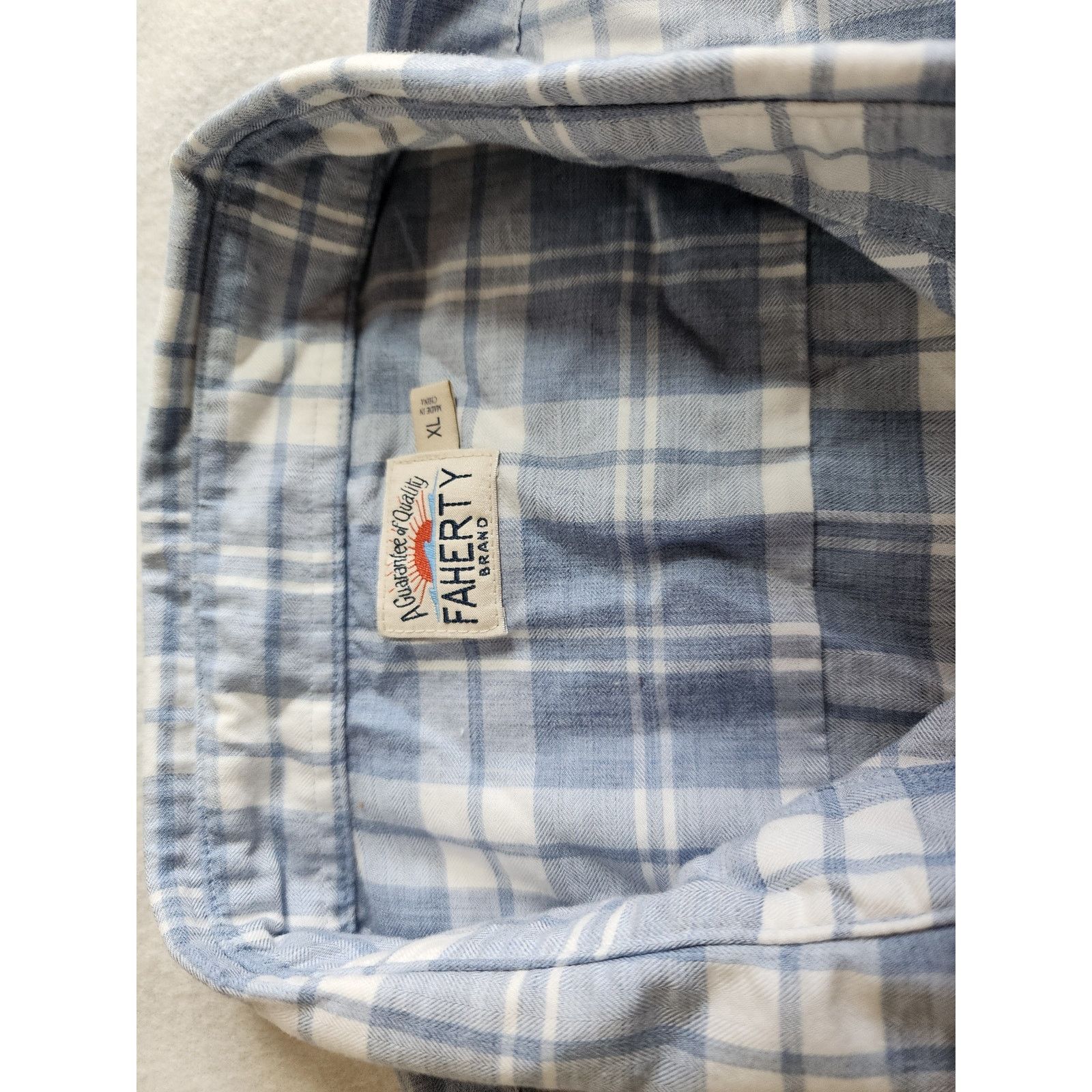 Faherty Faherty XL Long Sleeve Blue White Plaid Casual Button-Down Size US XL / EU 56 / 4 - 3 Thumbnail