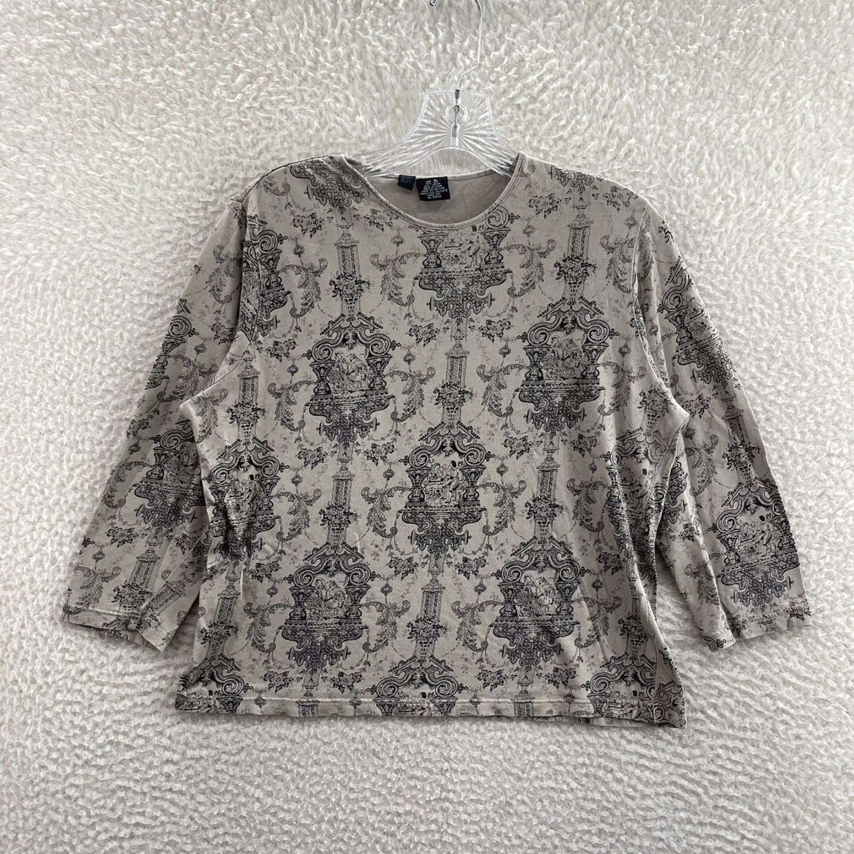 Vintage VINTAGE Y2K Top XL Tan Beige Silk Blend Slinky Stretch 3/4 Sleeve Boho Grunge Shirt XL Mens/ Womens? Size XL / US 12-14 / IT 48-50 - 2 Thumbnail