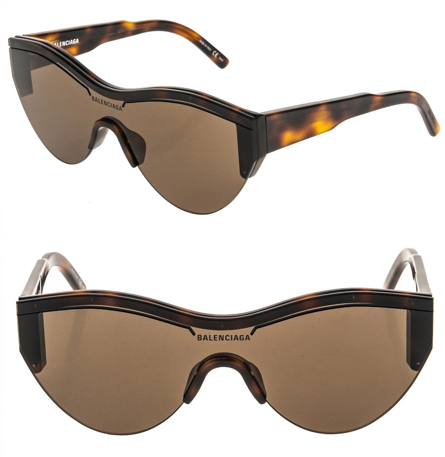 Balenciaga BALENCIAGA BB0004S SKI 0004 Brown Havana Shield Mask 007 Size ONE SIZE - 1 Thumbnail