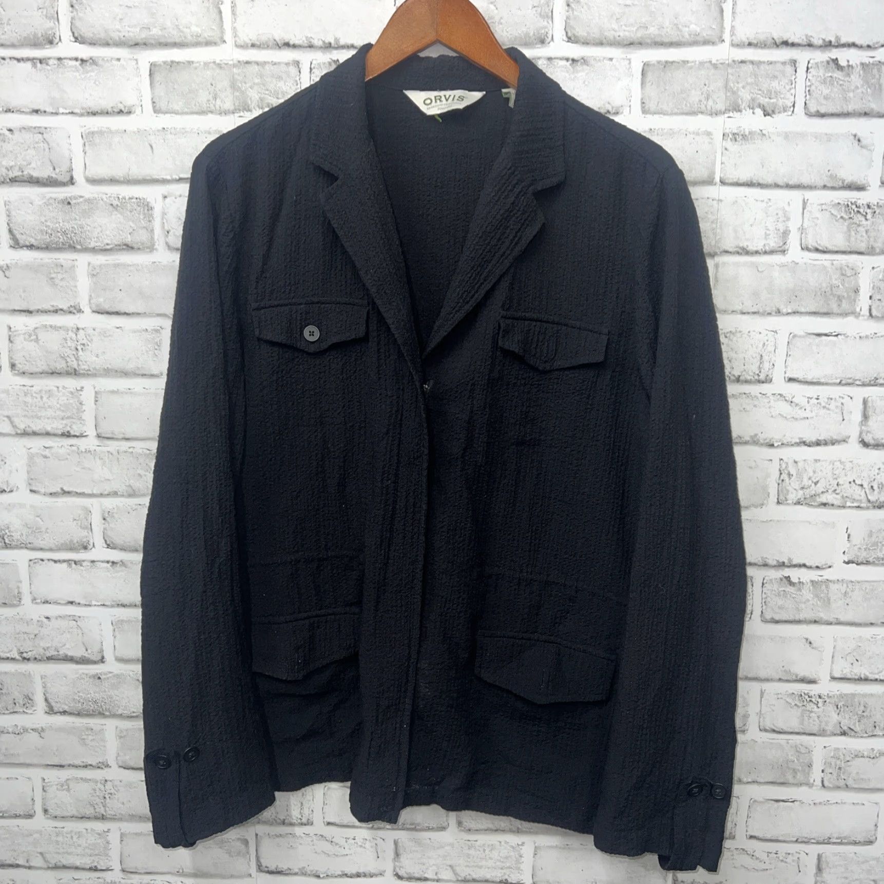 Orvis Orvis Black Rayon Blend Button-Up Shirt Womens Size L Size L / US 10 / IT 46 - 2 Thumbnail