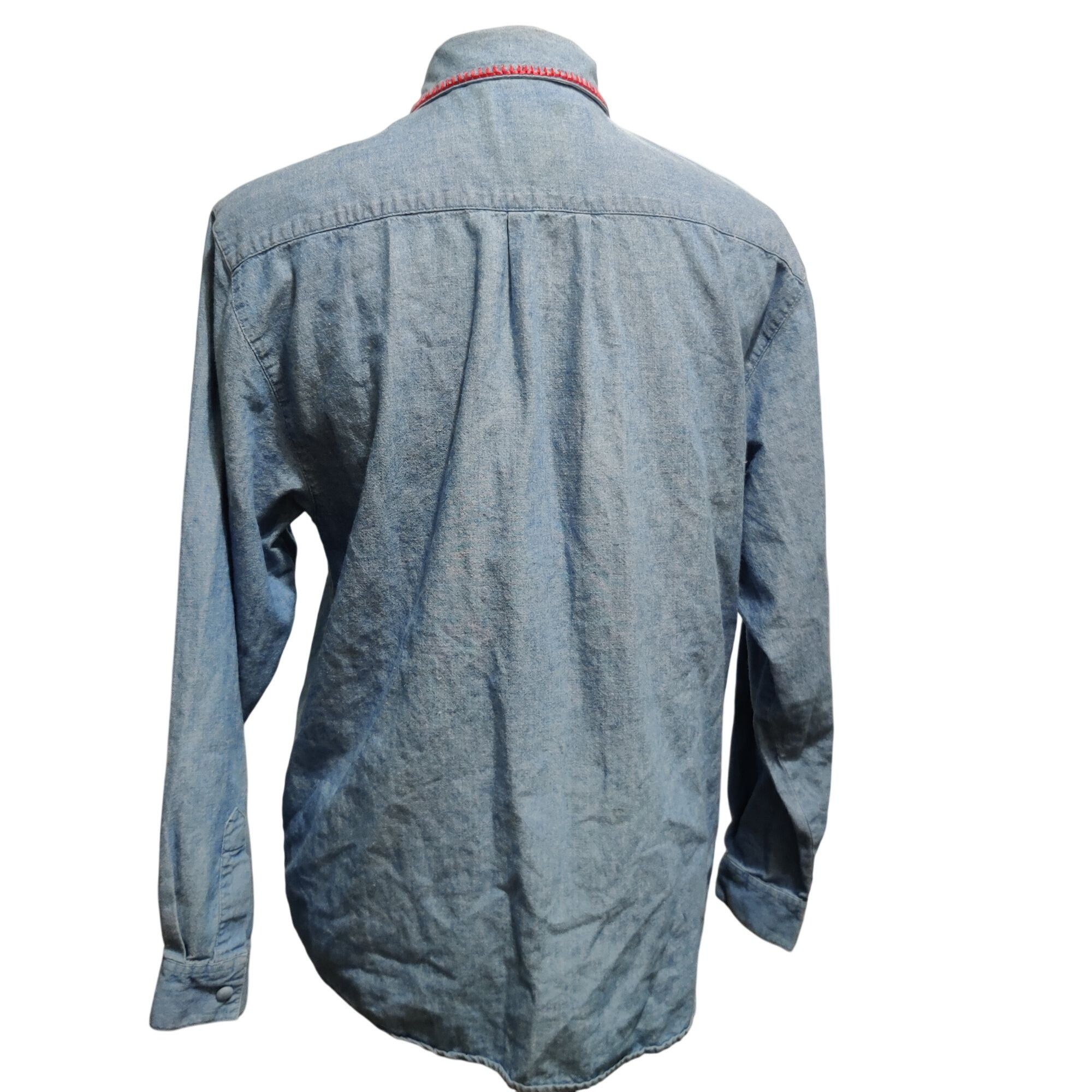 Vintage Vintage Belle Pointe M Denim Button Shirt Holiday Embroidere Size M / US 6-8 / IT 42-44 - 6 Thumbnail