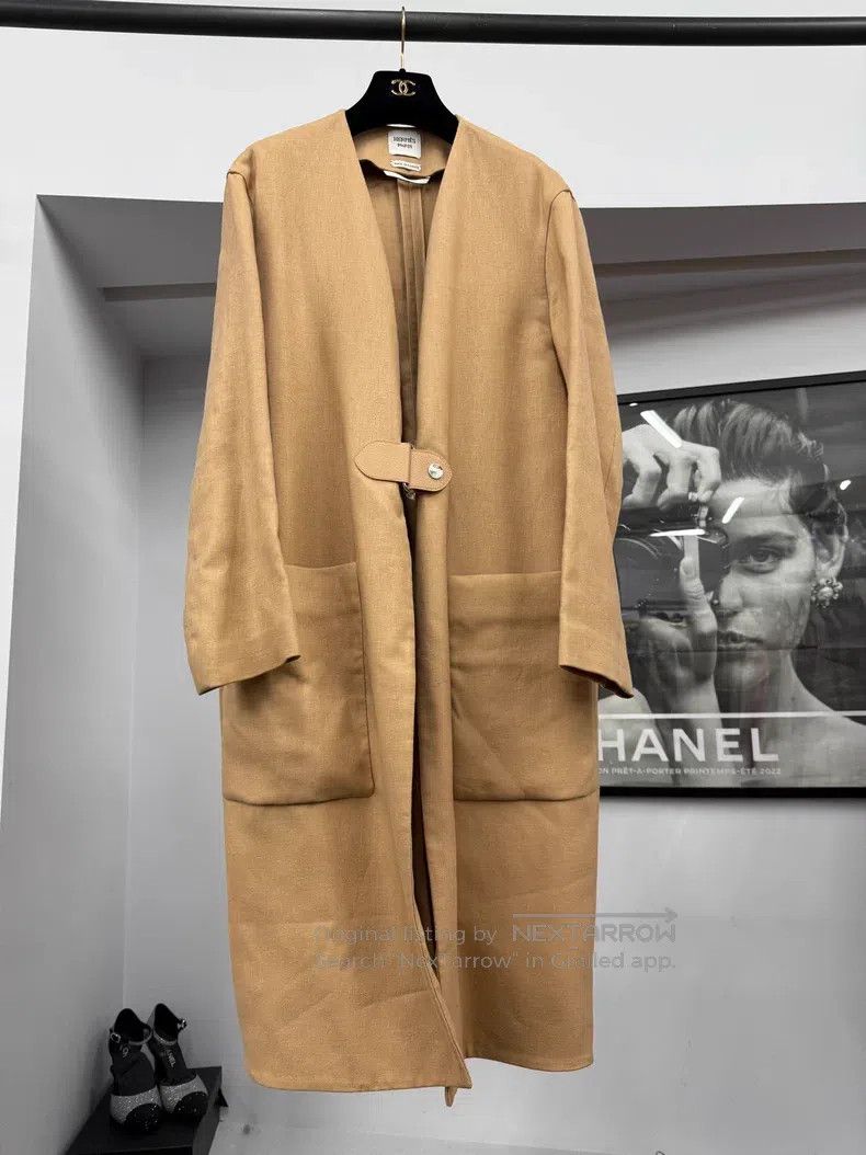 Hermes Hermes Khaki Linen Coat Size XS / US 0-2 / IT 36-38 - 1 Thumbnail