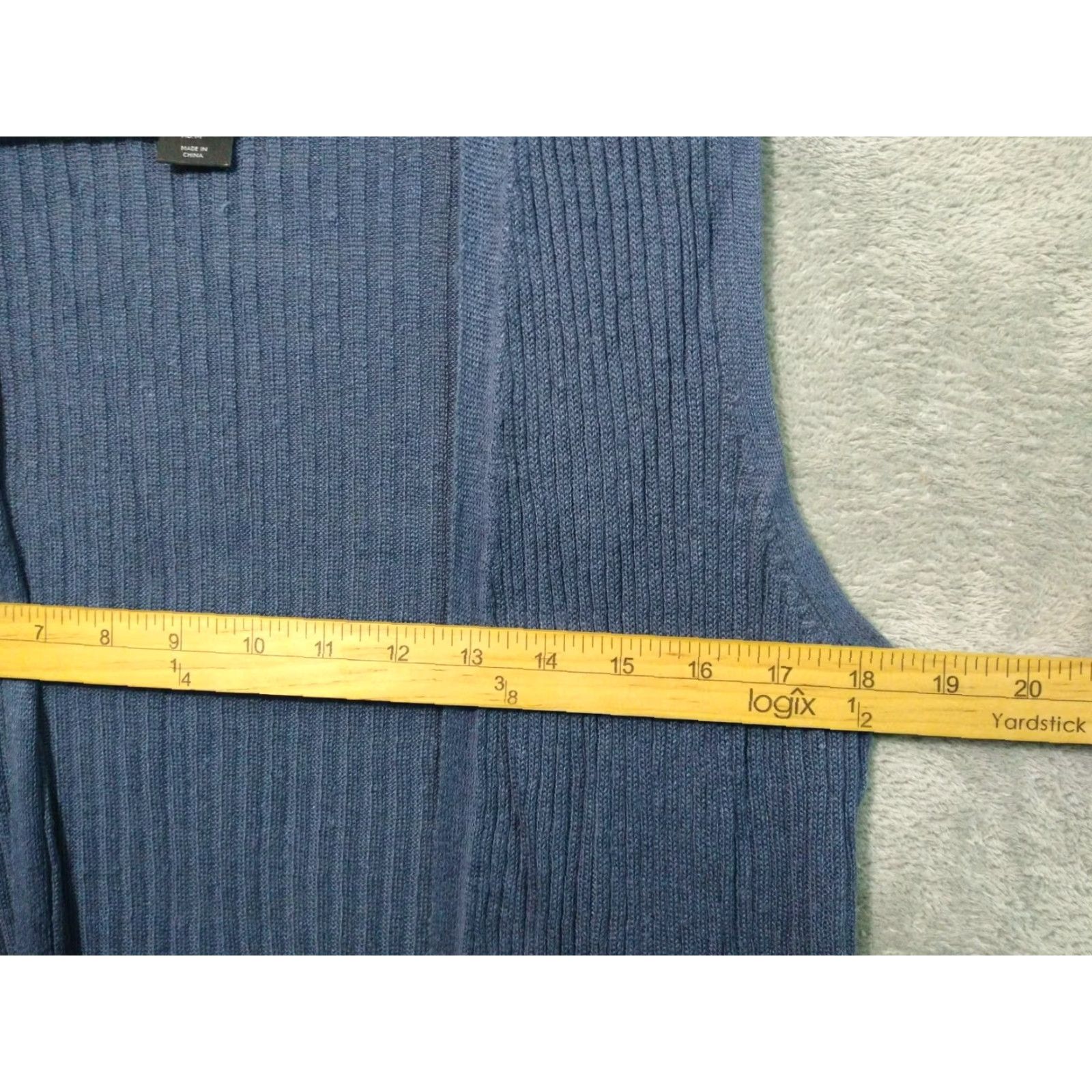 Vintage Tahari Cardigan Sweater Womens Medium Blue Linen Open Front Sleeveless Beach Bohemian Classic Light Breathable Blue Tahari Womens M Cardigan Sweater Size M / US 6-8 / IT 42-44 - 4 Thumbnail
