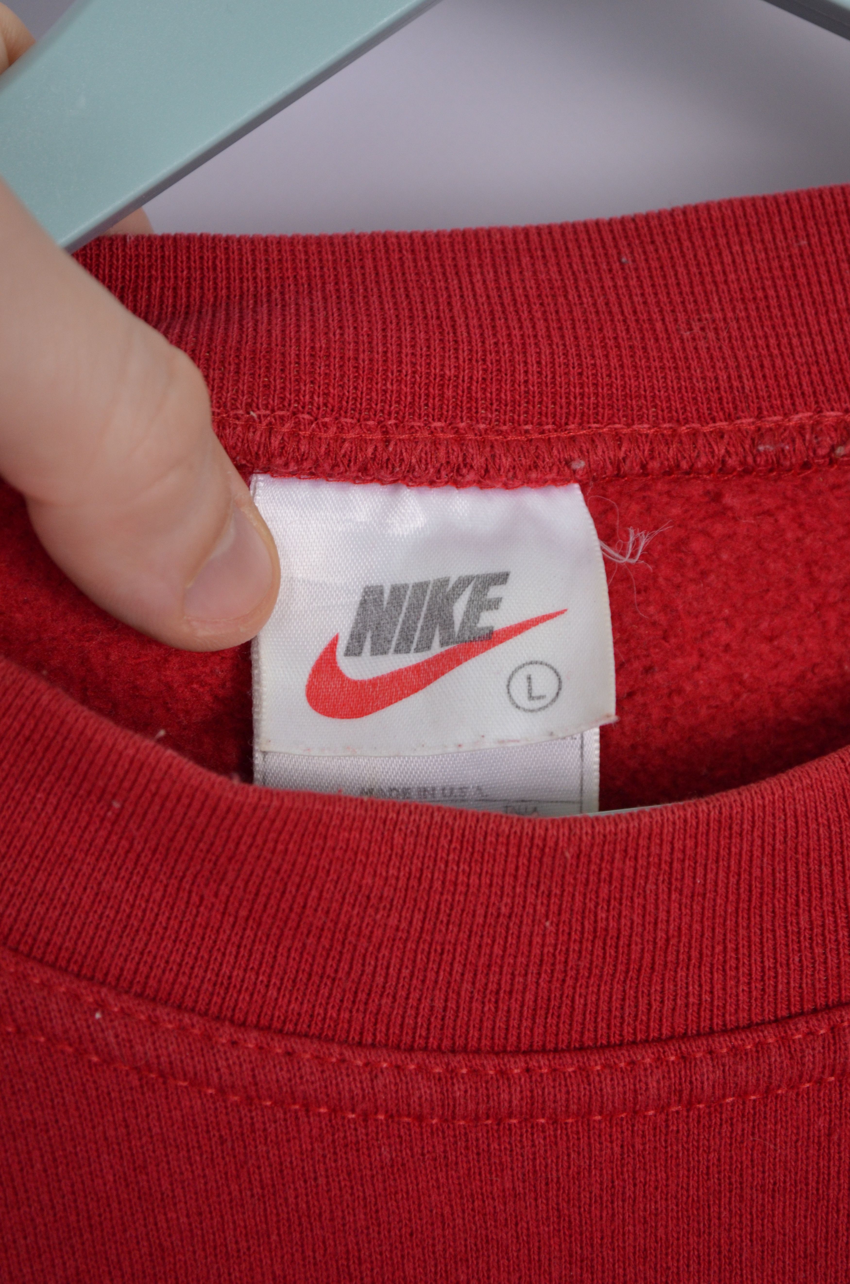 Designer × Nike × Vintage Nike Big Logo Sweatshirt Red Size L Vintage Made in USA 90s Size US L / EU 52-54 / 3 - 5 Thumbnail