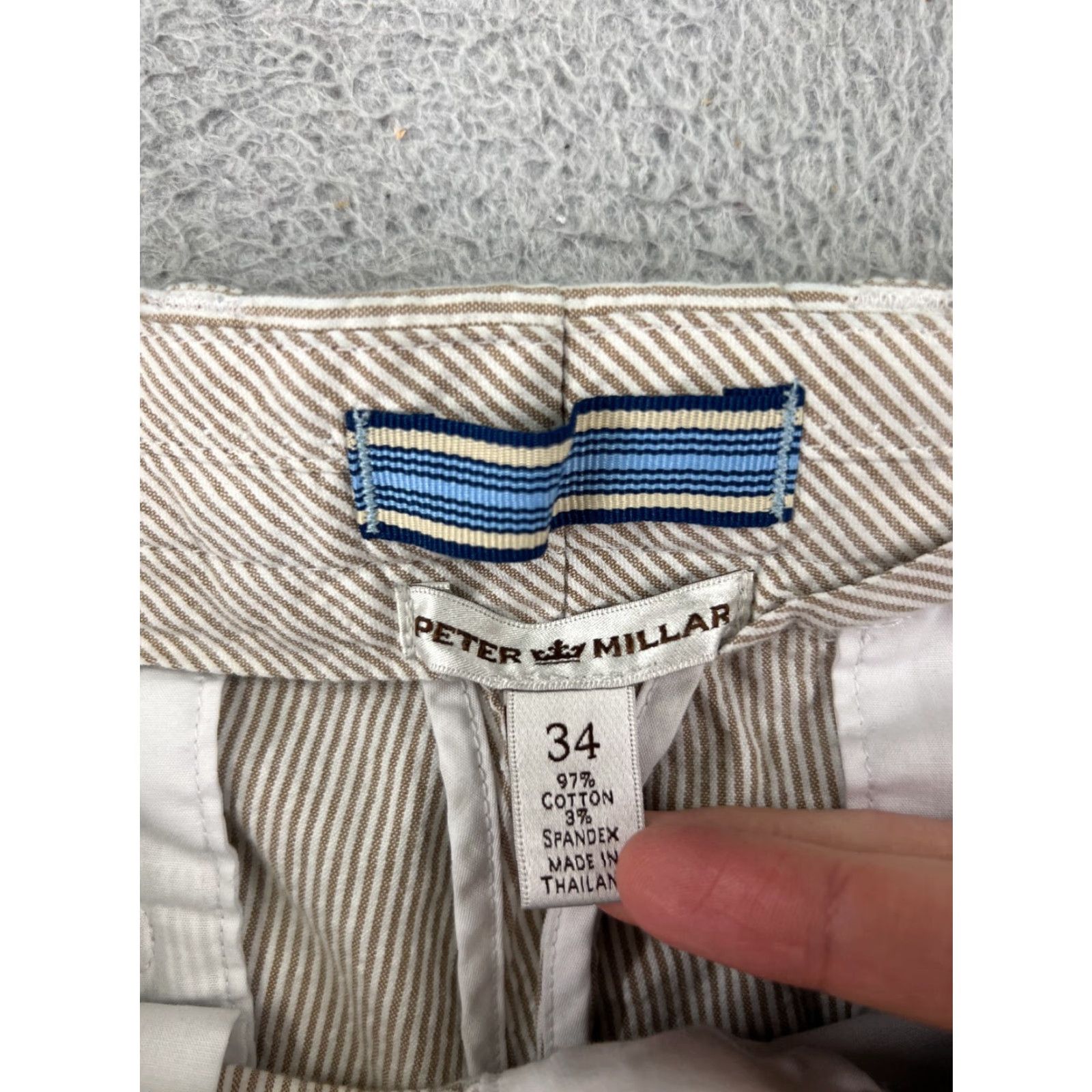 Peter Millar Peter Millar Shorts Mens Beige Striped Chino Golf Knit Stretch 34 Regular Beige Mens Golf Shorts 34 Peter Millar Size US 34 / EU 50 - 4 Thumbnail