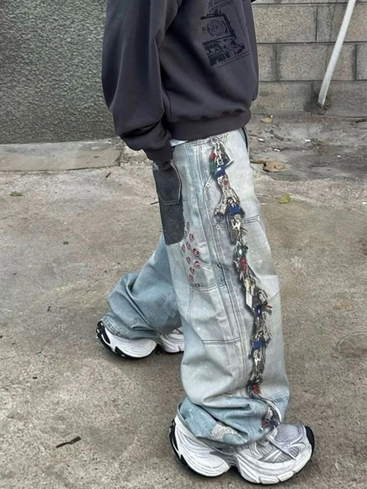 Jean Multi-Keychain Heart Digital Printed Jeans Size US 32 / EU 48 - 2 Thumbnail