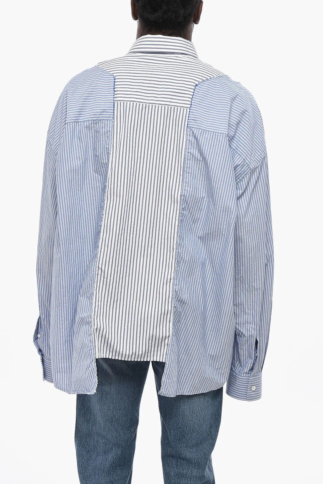 Balenciaga og1mm0426 Two-Tone Striped Shirt in Blue & White Size US M / EU 48-50 / 2 - 2 Thumbnail