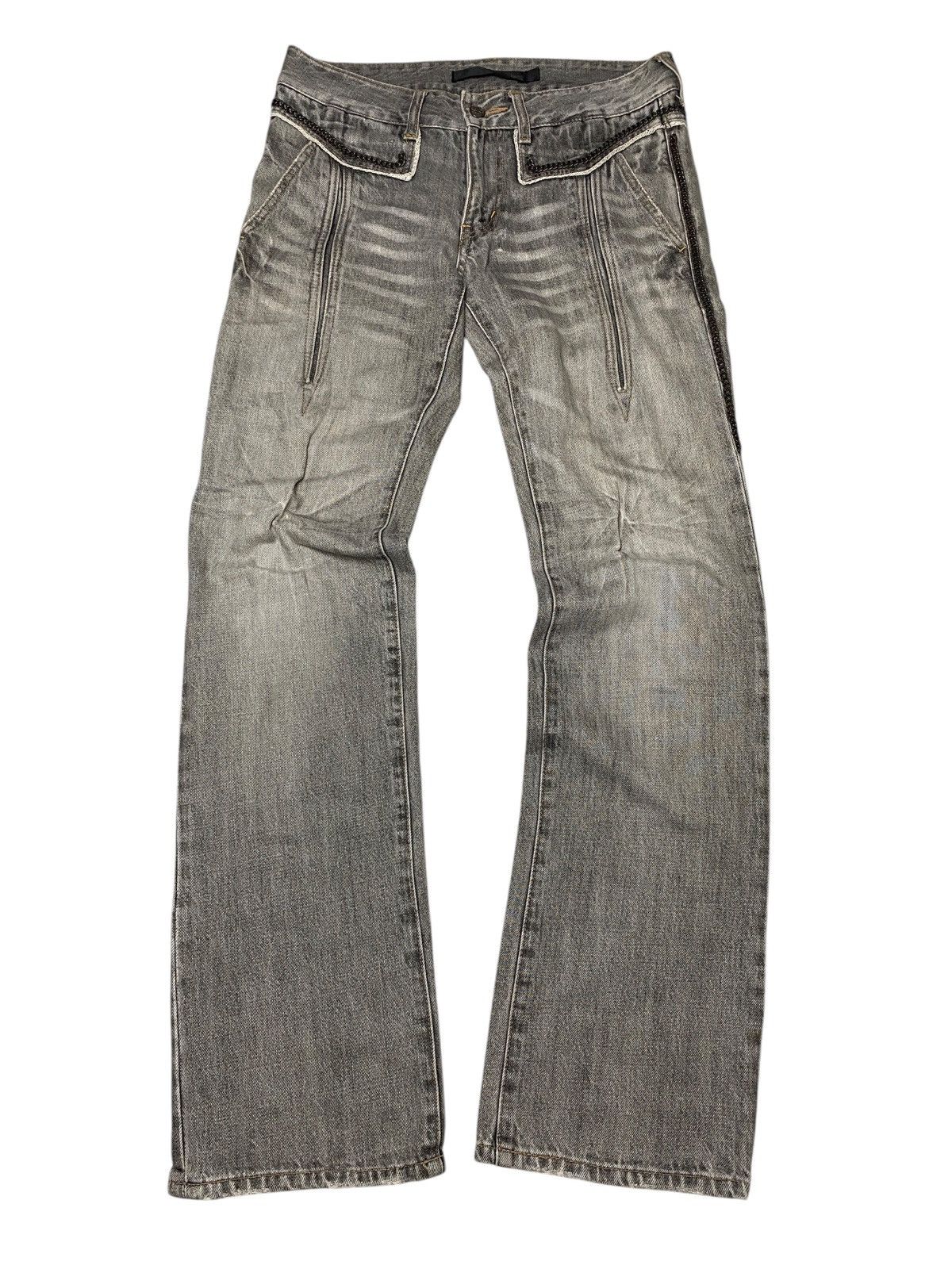 If Six Was Nine 2000's Schlussel Chain Clawmark Flared Jeans Size US 31 - 1 Thumbnail
