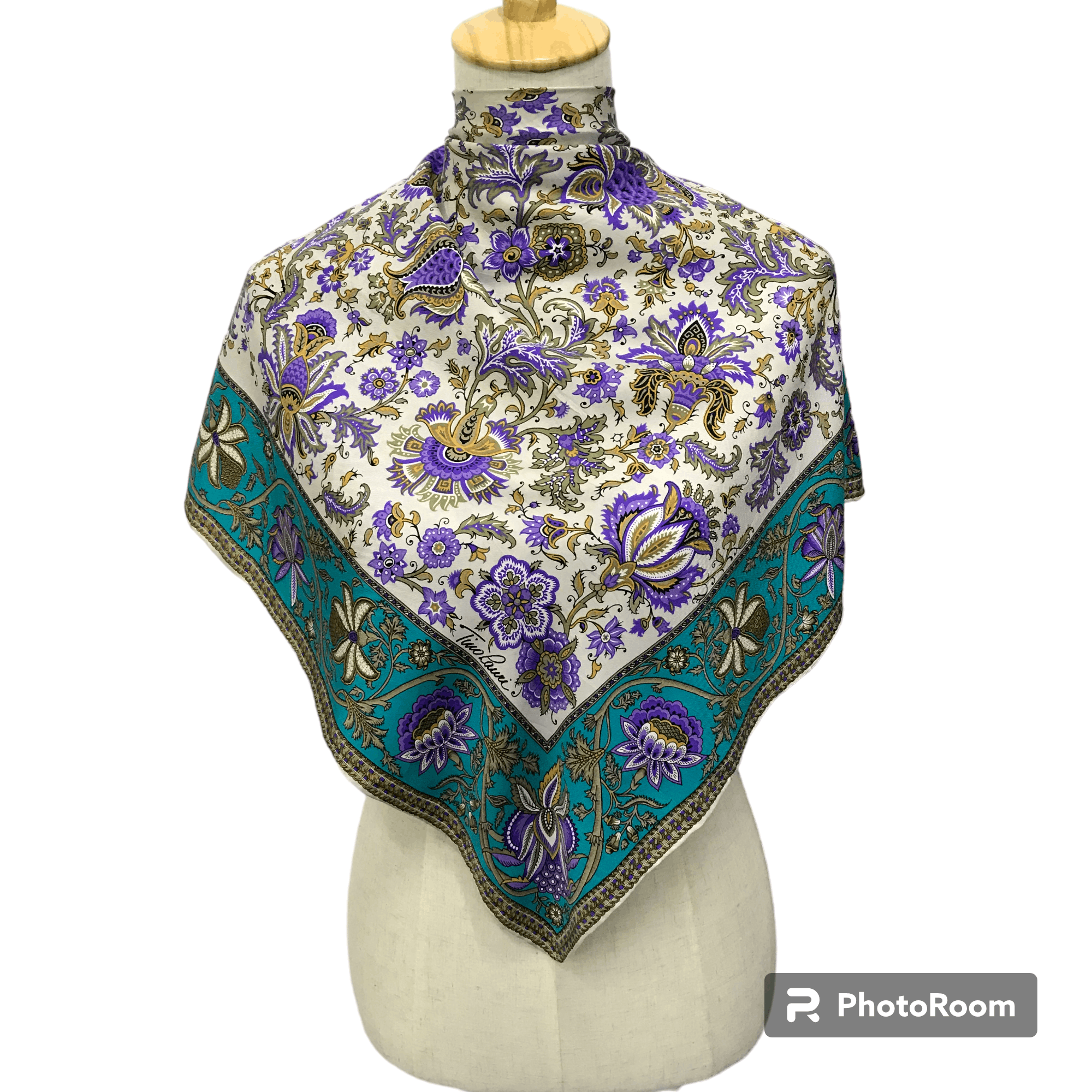 Vintage Tino Lauri Floral Silk Scarf M98 Size ONE SIZE - 1 Thumbnail