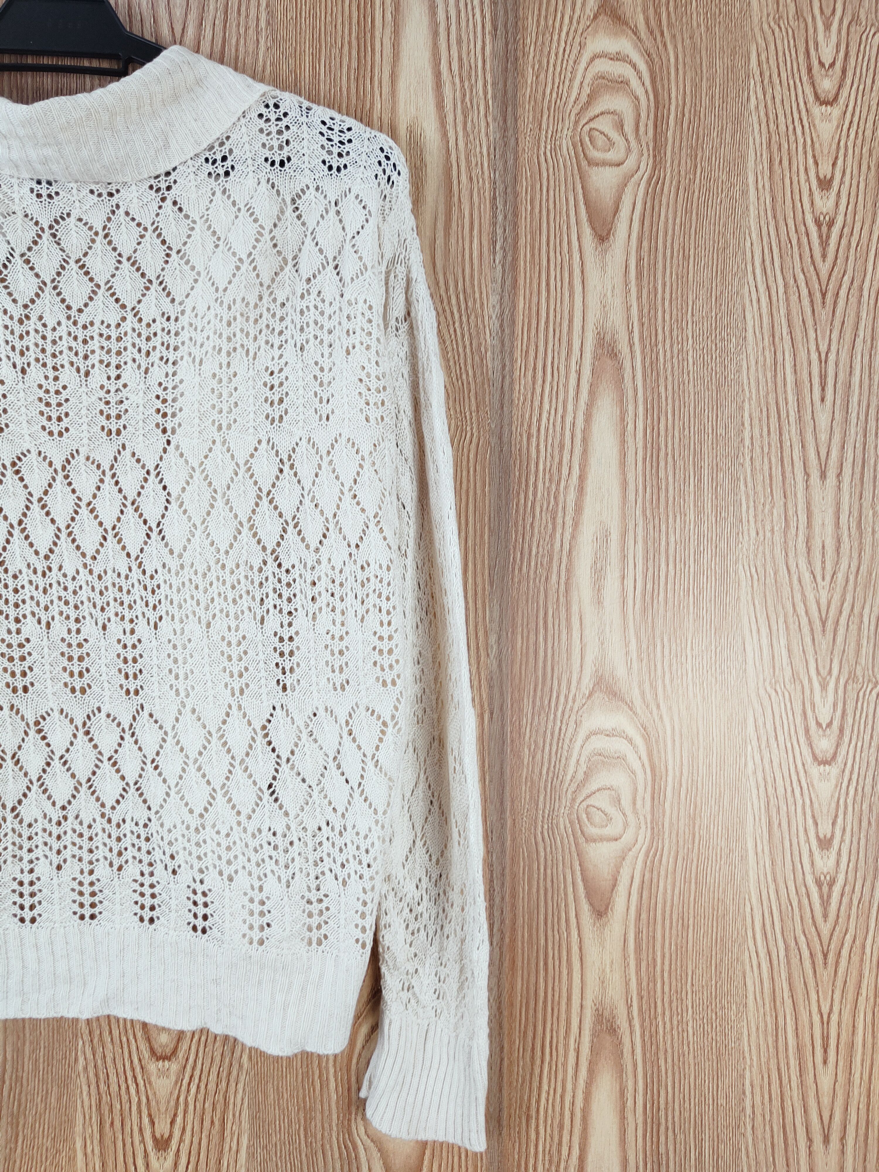 Aran Isles Knitwear × Japanese Brand Ann Ashlee Beige Mesh Net Knitwear Cardigan #W479 Size M / US 6-8 / IT 42-44 - 10 Thumbnail