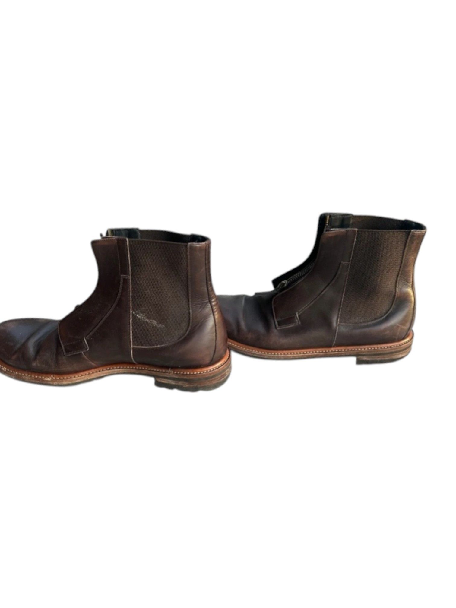 Dolce & Gabbana D&G Brown Leather Front-Zip Ankle Boots with Lug Sole Size US 11 / EU 44 - 4 Thumbnail