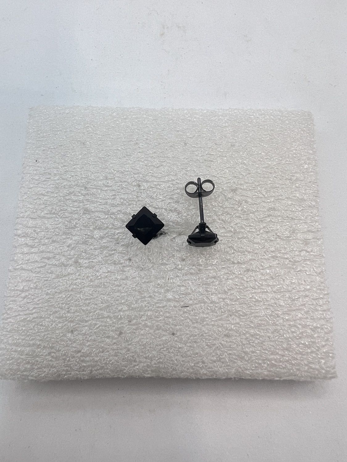 Jewelry Square Black CZ Stainless Steel Stud Earrings Size ONE SIZE - 1 Thumbnail