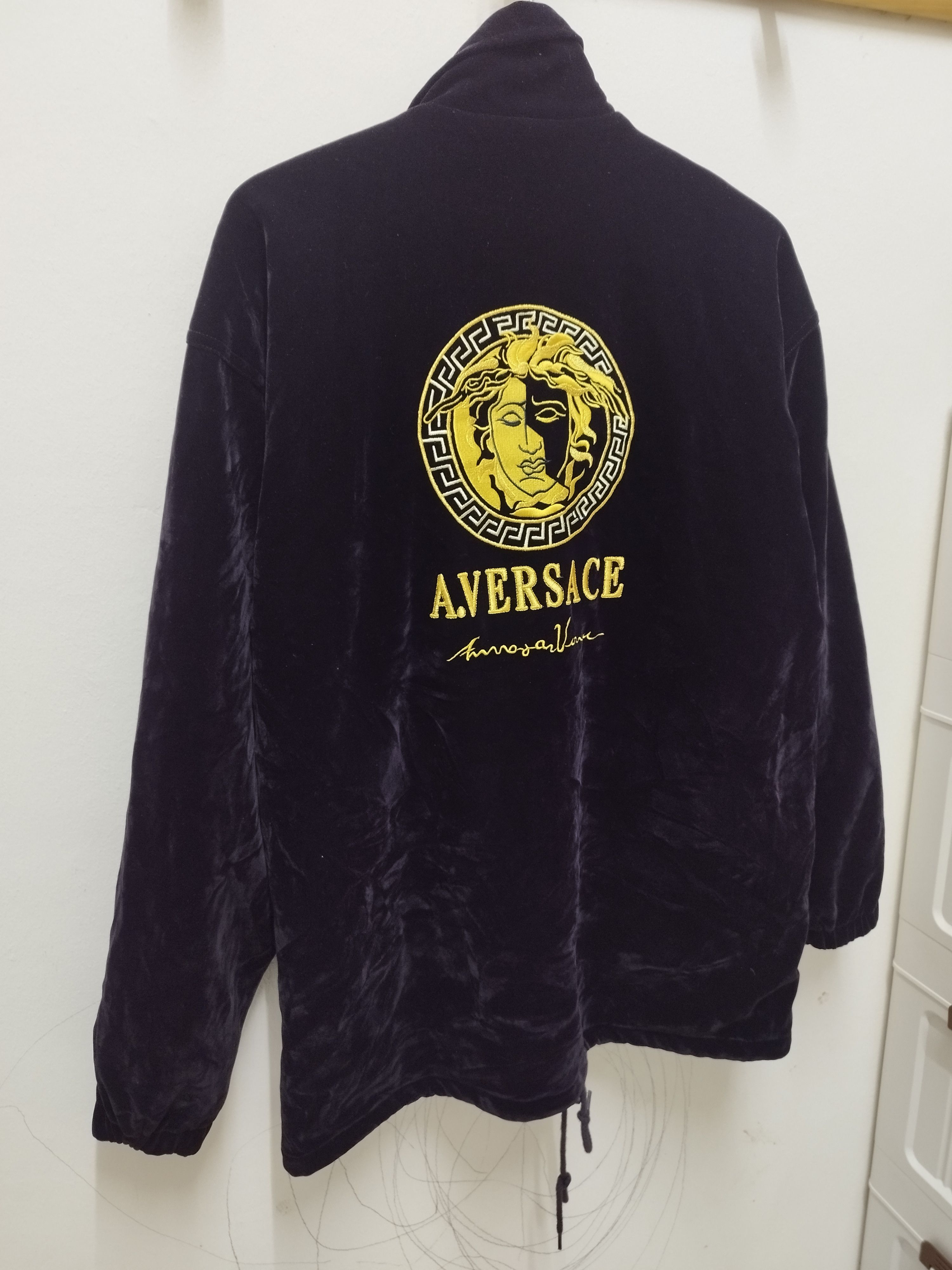 Versace Versace Velour Jacket Big Logo Medusa Purple Size US M / EU 48-50 / 2 - 2 Thumbnail