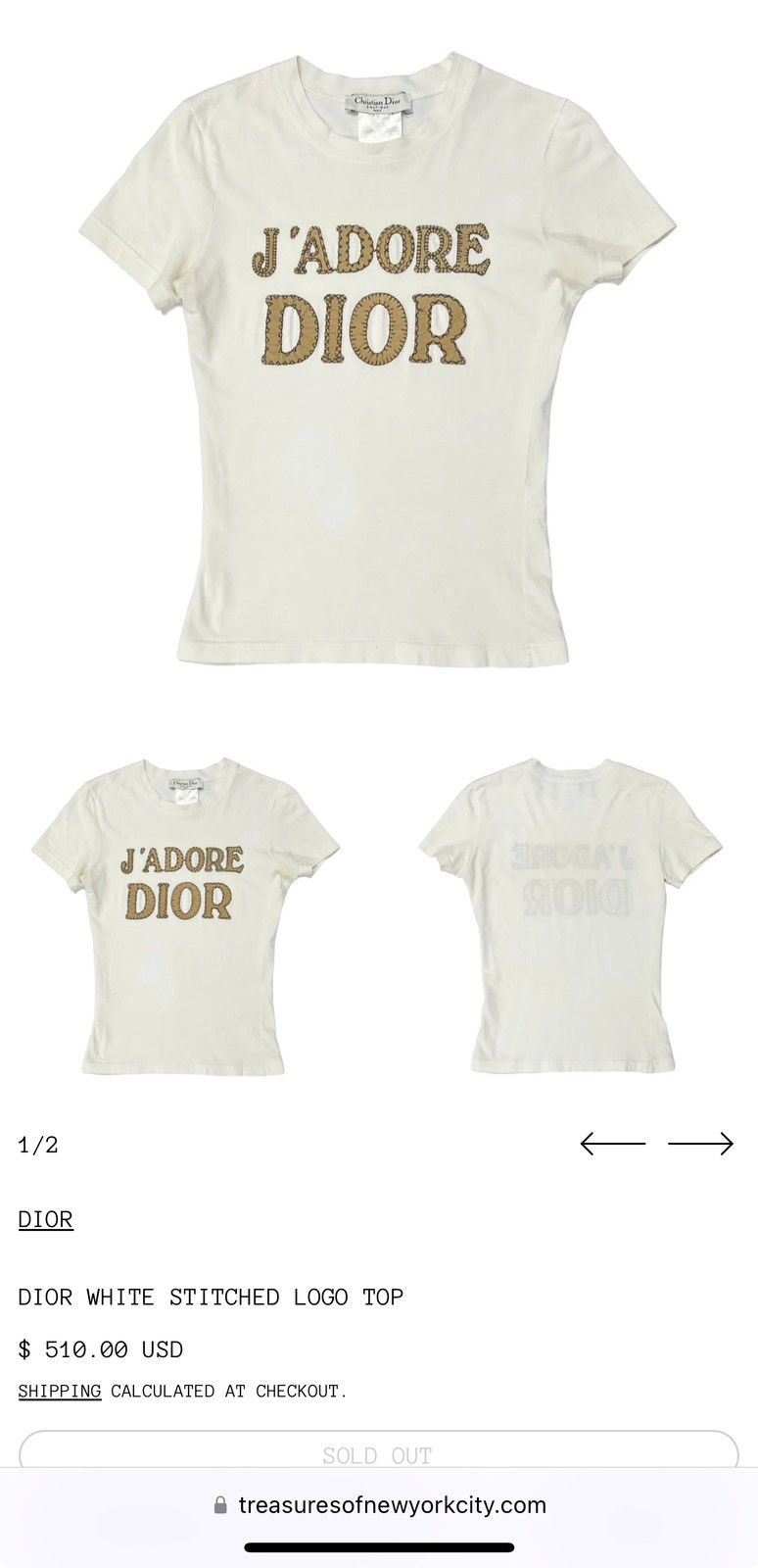Dior × Vintage VINTAGE DIOR WHITE STITCHED LOGO TOP Size S / US 4 / IT 40 - 1 Thumbnail