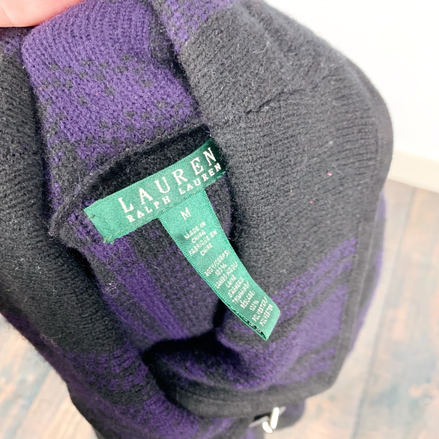 Ralph Lauren Lauren Ralph Lauren Black Purple Plaid Cardigan Lambswool Medium Size M / US 6-8 / IT 42-44 - 5 Thumbnail