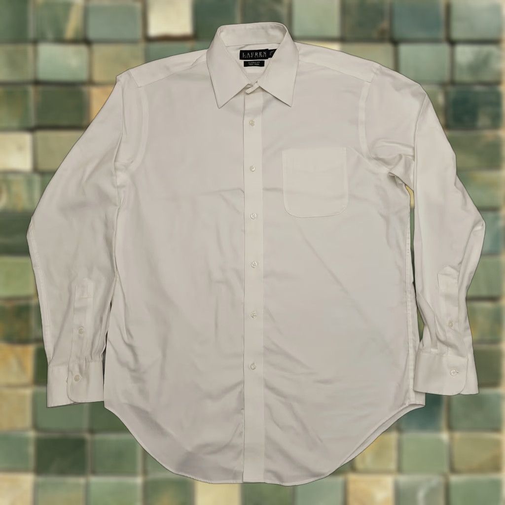 Ralph Lauren VINTAGE Ralph Lauren Shirt Mens 15.5 White Classic Fit Short Sleeve 100% Cotton Casual Size US L / EU 52-54 / 3 - 1 Thumbnail