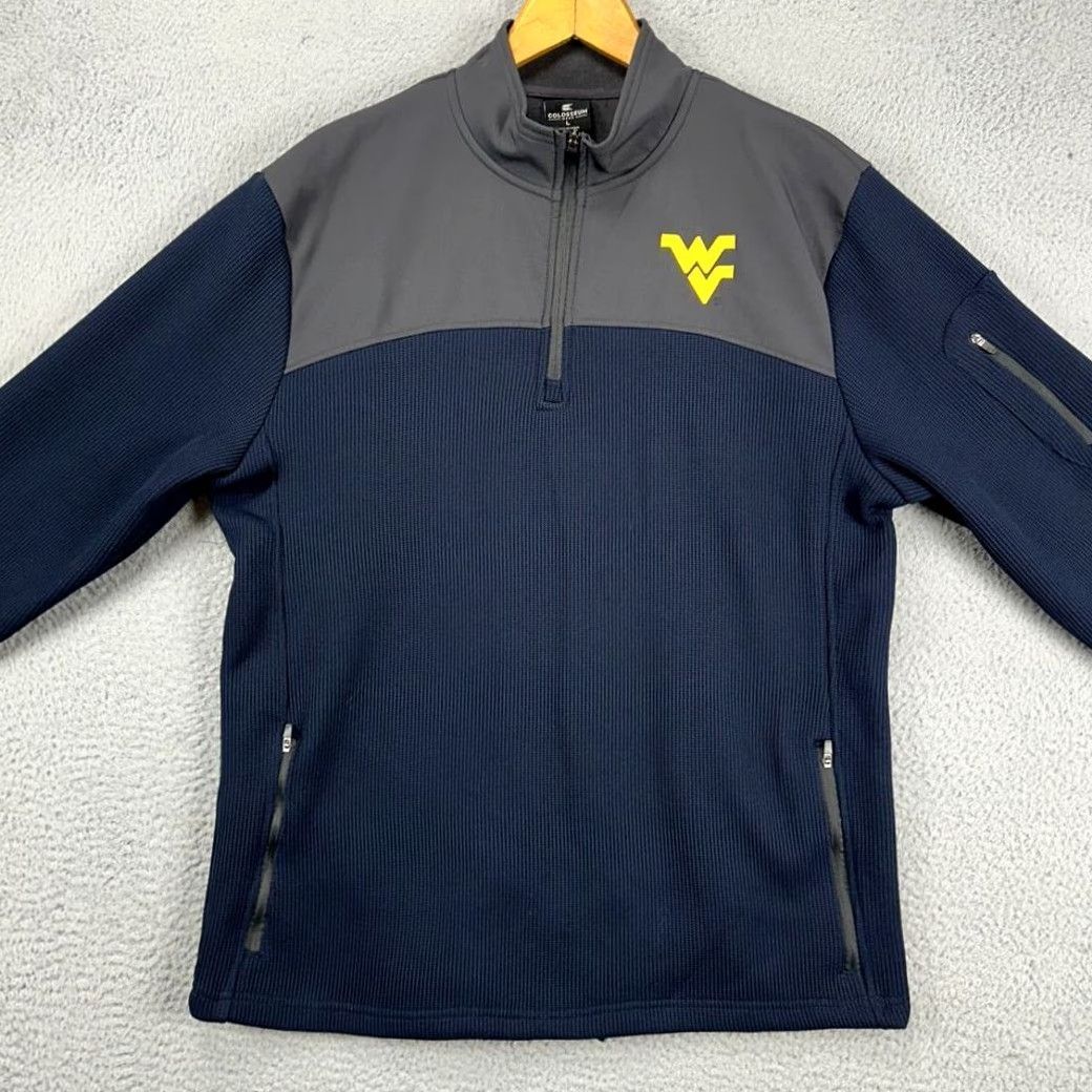 Vintage VINTAGE West Virginia Pullover Jacket Mens Large Blue Gray 1/4 Zip ColosseumJJ Size US L / EU 52-54 / 3 - 3 Thumbnail