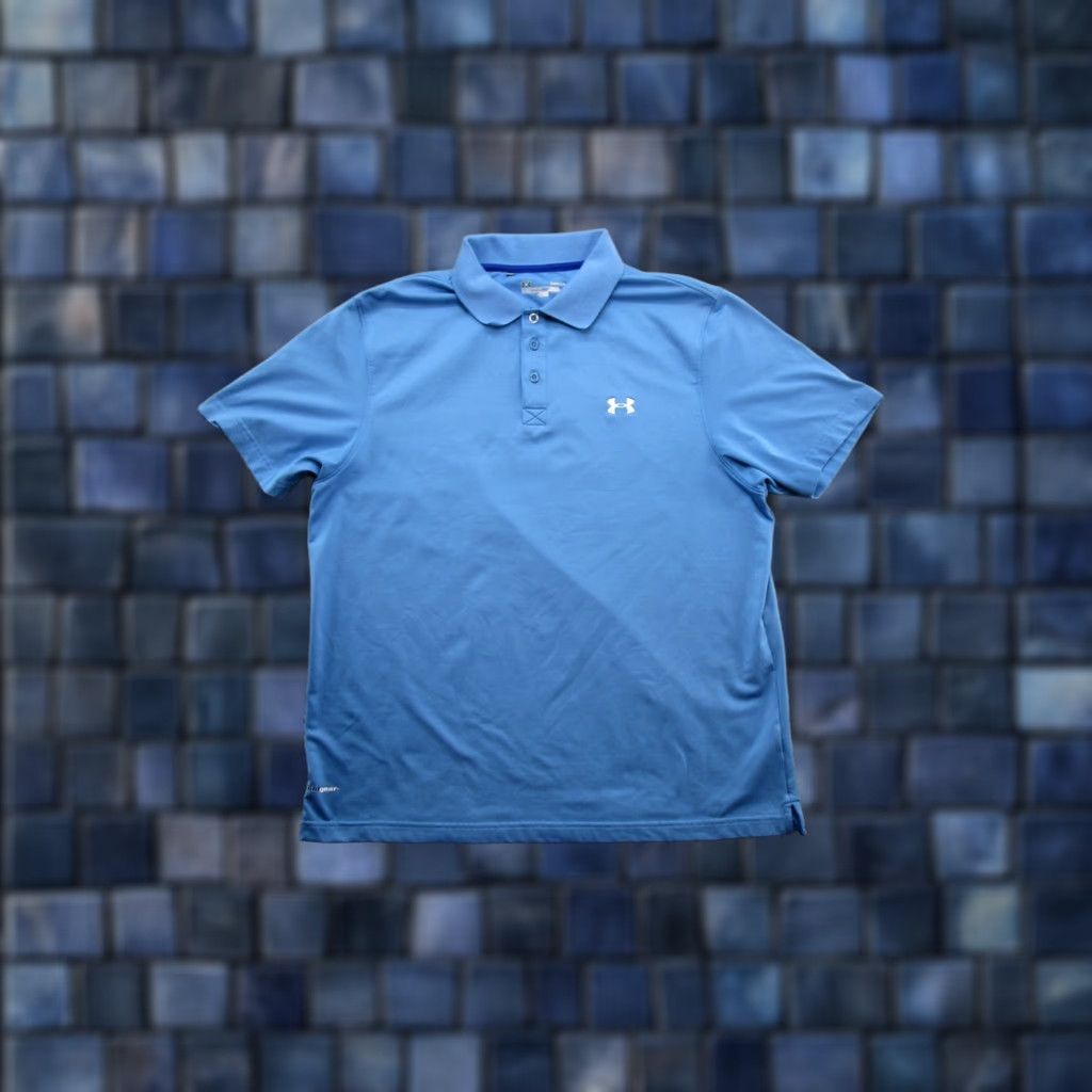Under Armour Under Armour Polo Shirt Mens L Blue Stretch ColdGear Regular Short Sleeve Golf Shirt Size US L / EU 52-54 / 3 - 1 Thumbnail