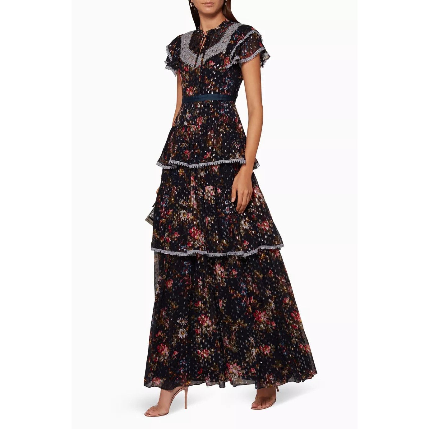 Other Needle & Thread Navy Winter Forest Floral Prairie Maxi Dress Size XS / US 0-2 / IT 36-38 - 1 Thumbnail