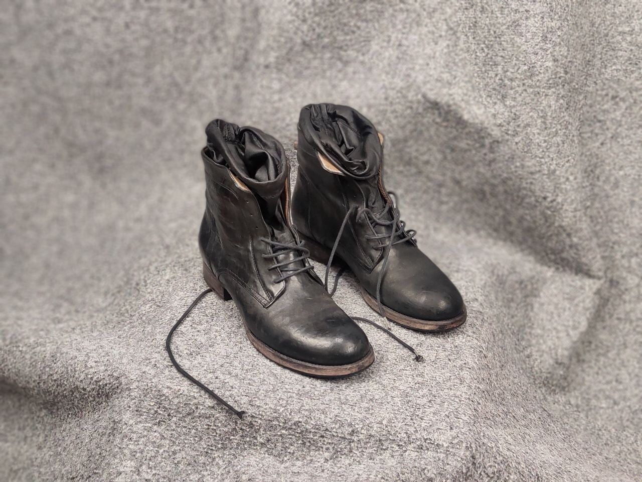 Other Vintage Guidi Style lace up Black Leather ankle Boots Size US 7 / IT 37 - 7 Thumbnail