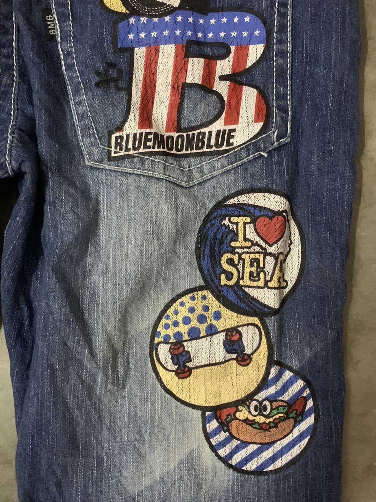 Art Comes First Blue Moon Blue Art Denim Jeans Size US 31 - 10 Thumbnail
