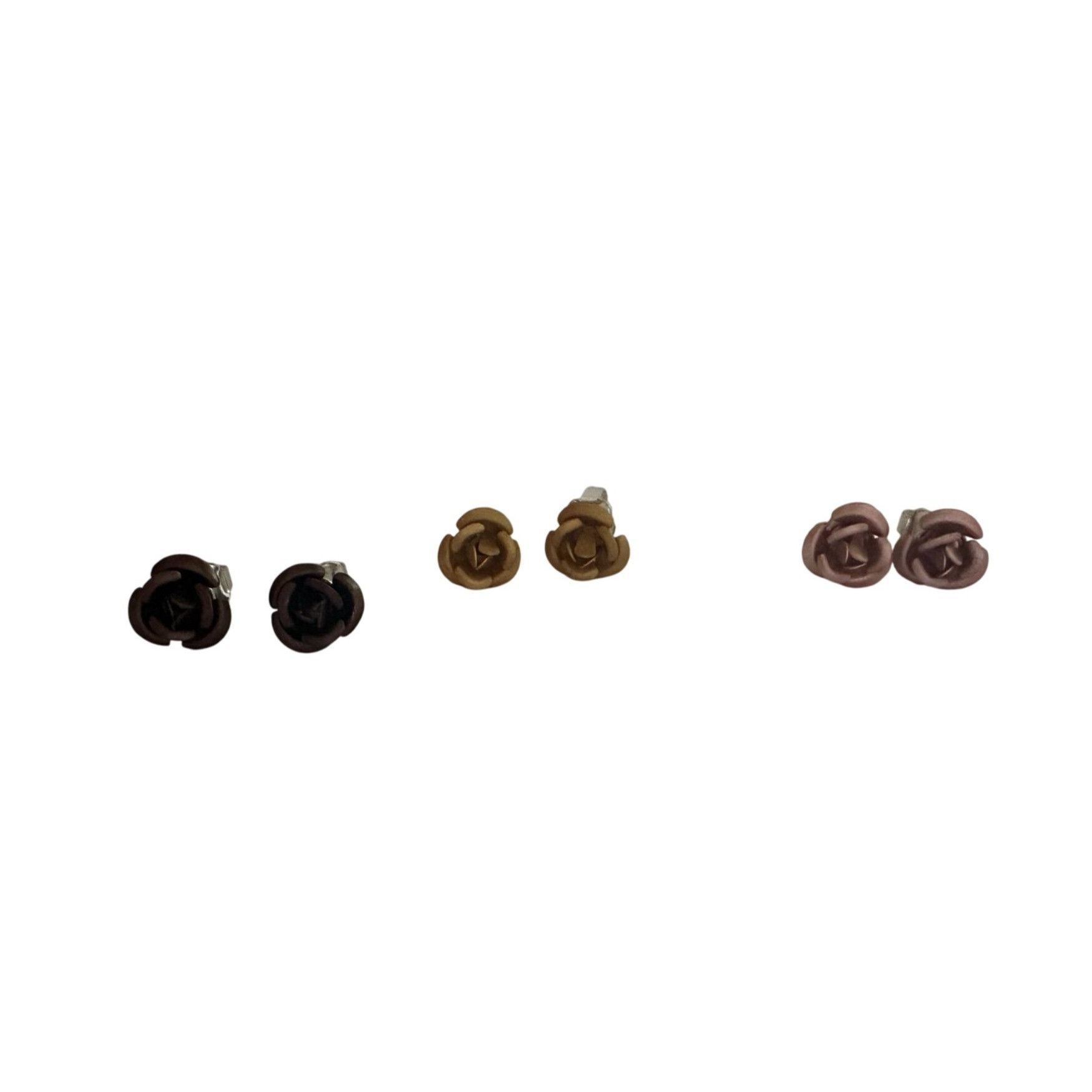 Other Three Pairs of Women's Rose Flower Stud Earrings with Backin Size ONE SIZE - 2 Thumbnail